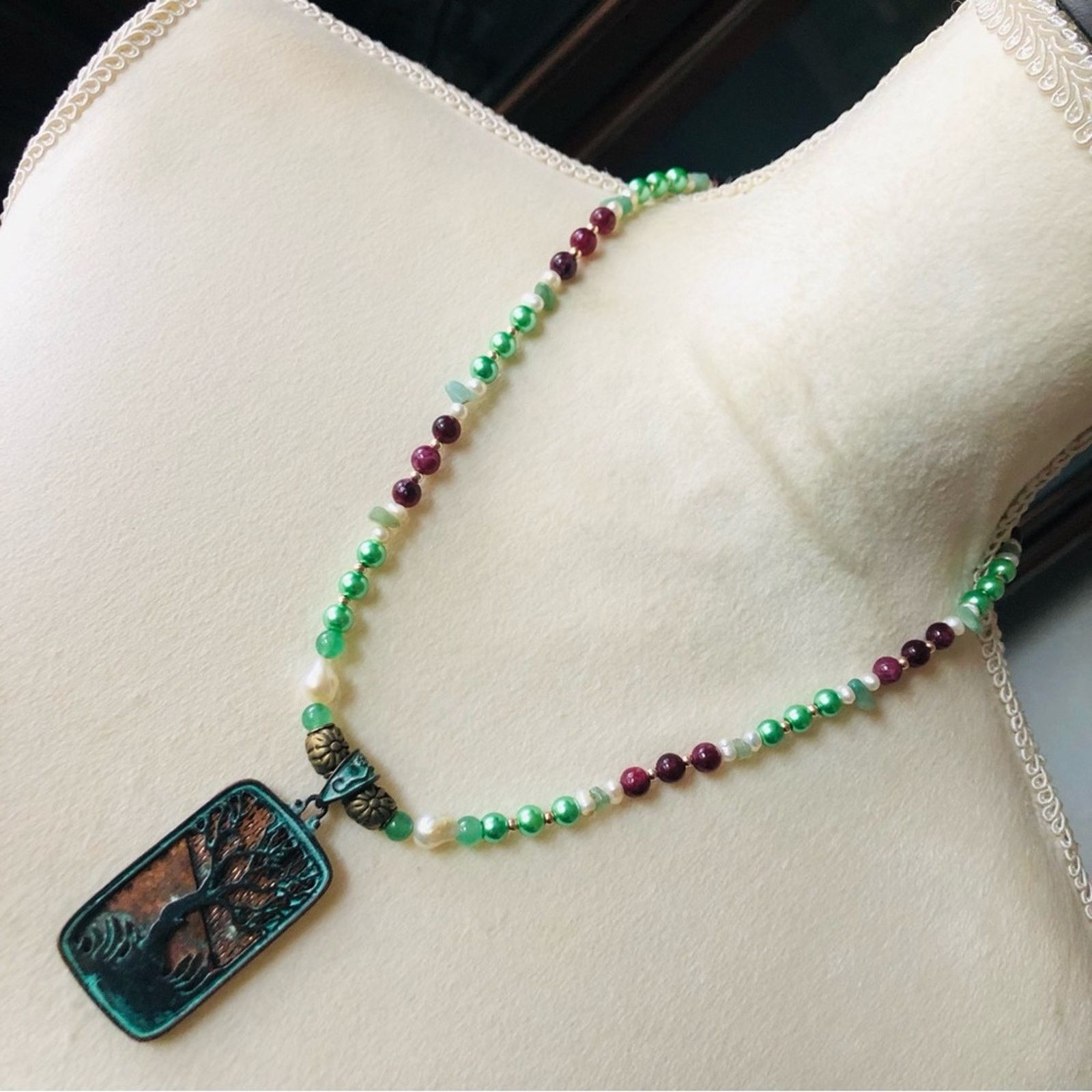 Handmade Handcrafted repurpose genuine stone pearl necklace Size ONE SIZE - 1 Thumbnail