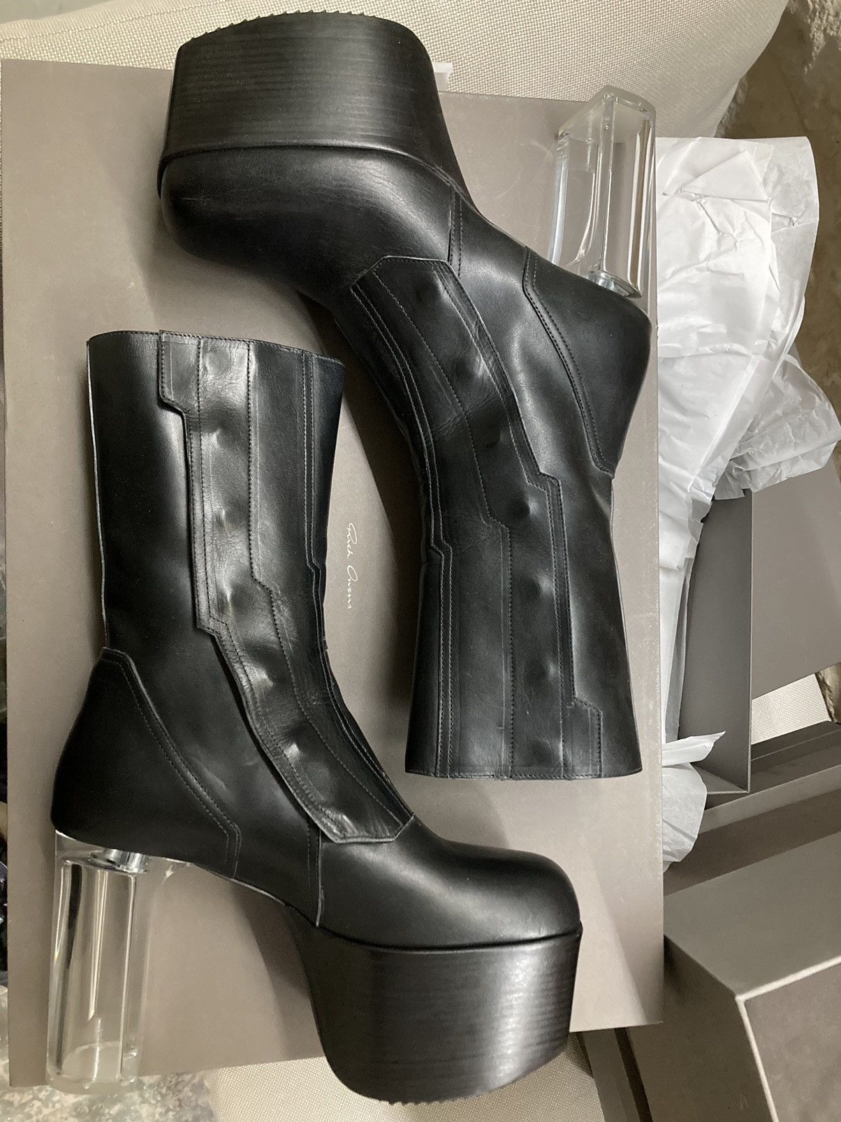Rick Owens NEVER WORN Biker platform leather boots by Rick Owens Size US 9 / EU 42 - 16 Thumbnail