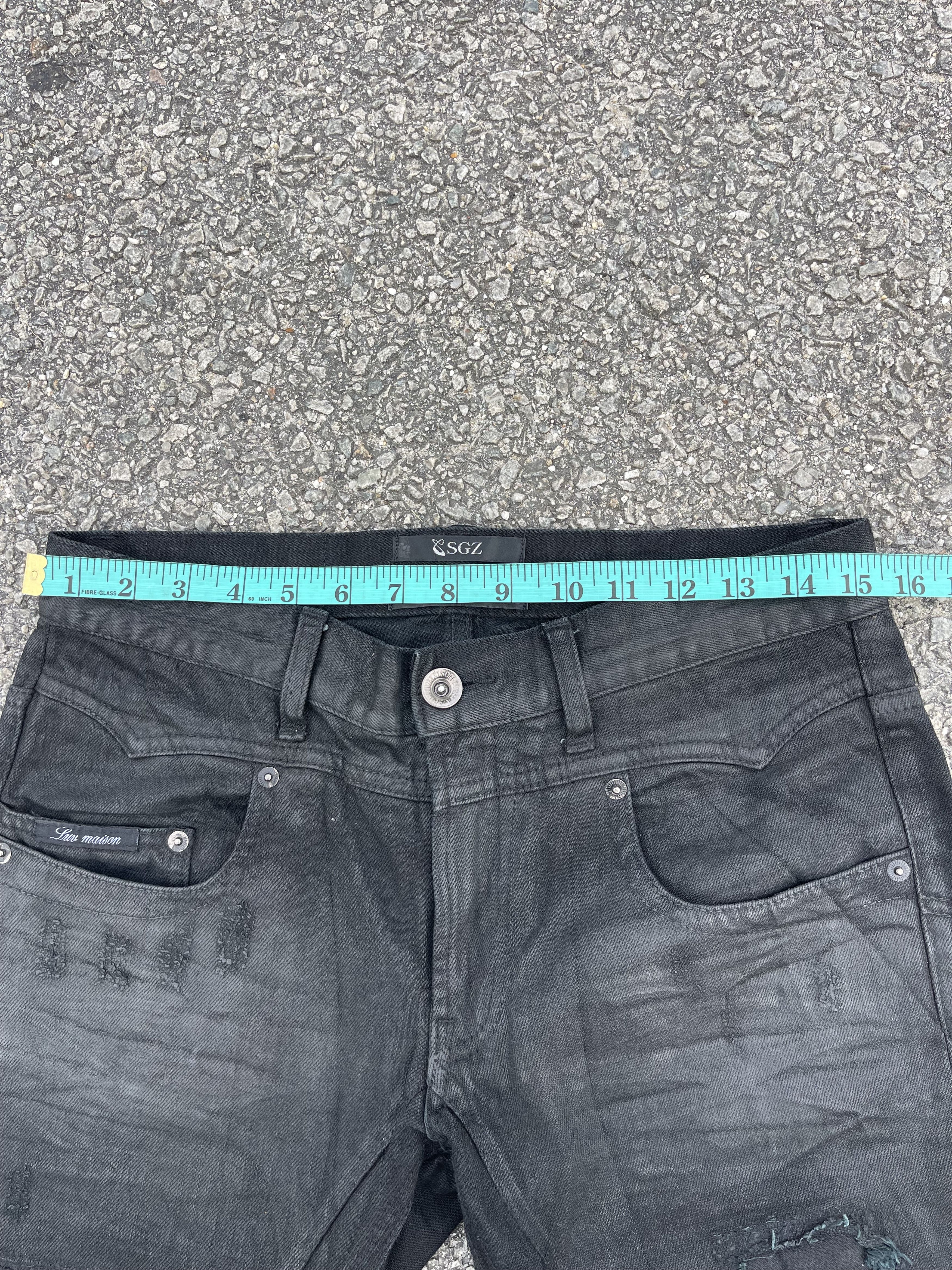 GOSTAR DE FUGA × JACKROSE × Le Grande Bleu (L.G.B.) Luv Maison Black Waxed Oil Distressed Slim Fit Size US 31 - 9 Thumbnail