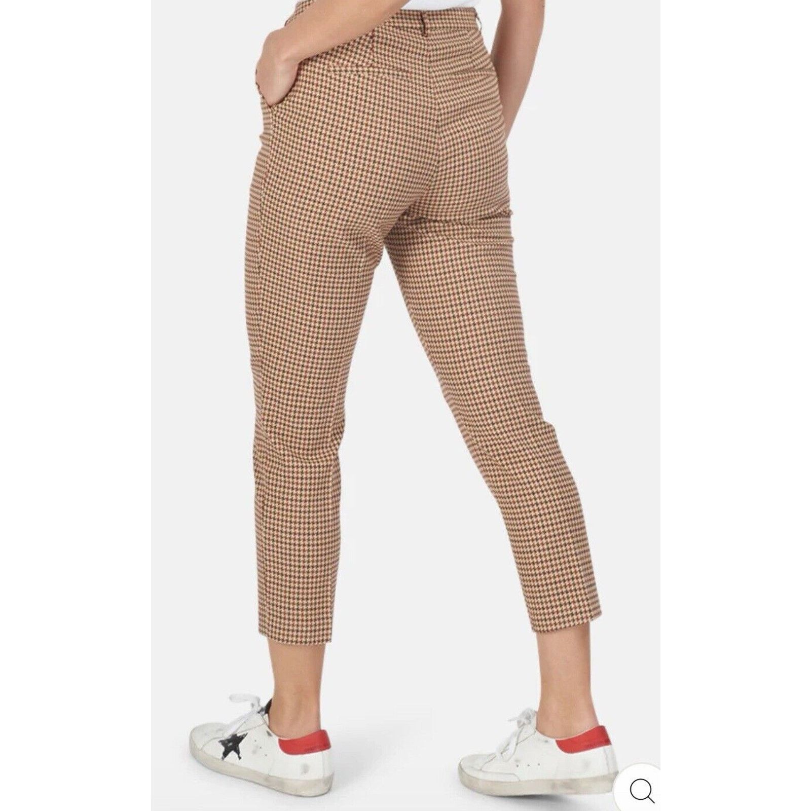 L'AGENCE L'AGENCE Ludivine Trouser Pants Tan Houndstooth Size 8 Size 30" / US 8 / IT 44 - 2 Thumbnail