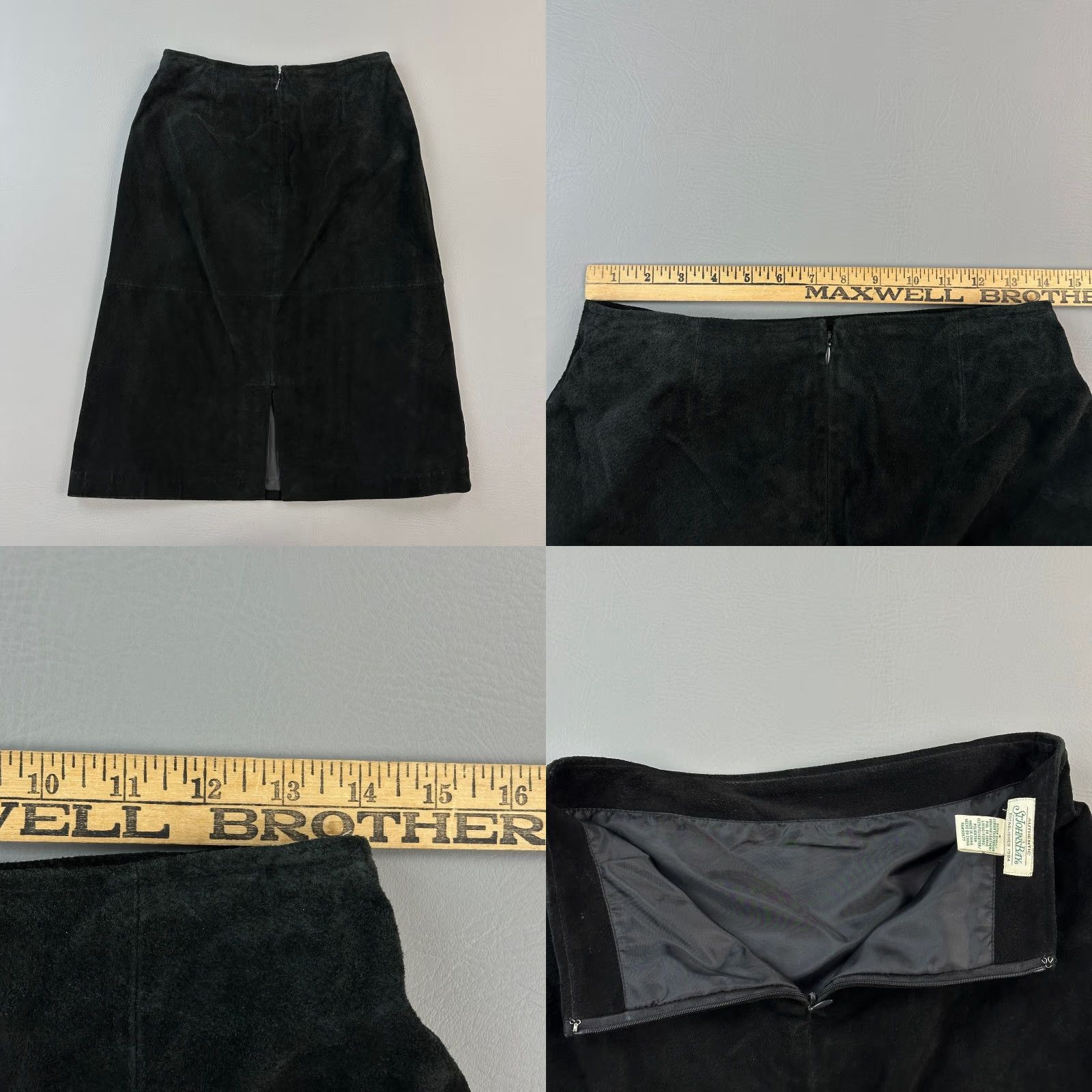 Vintage VINTAGE St Johns Bay Leather Skirt Women's 4 Black Suede Leather A-Line Knee Length Mens? Size 27" / US 4 / IT 40 - 8 Thumbnail