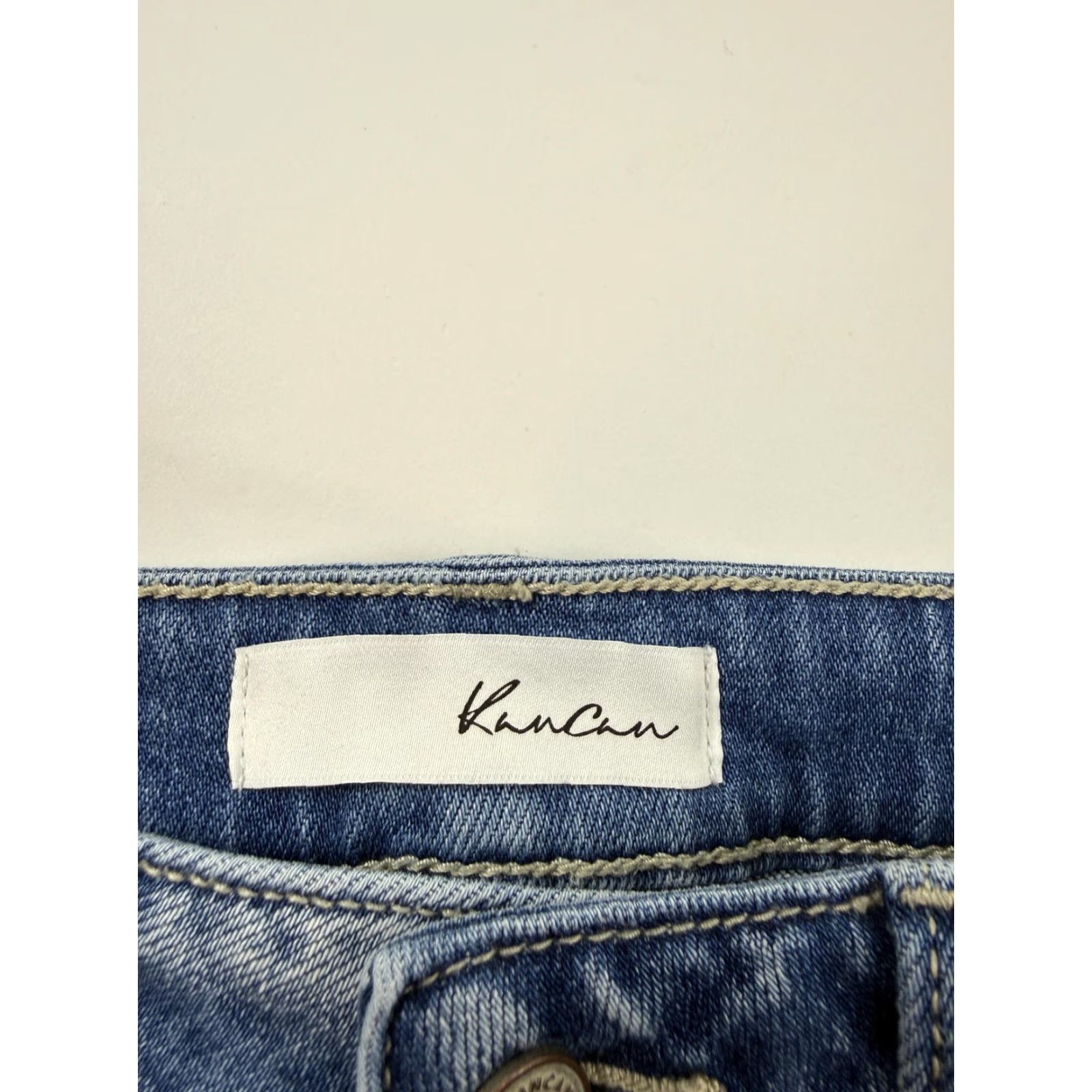 Vintage KanCan Shorts Womens L Blue Denim Cutoff Raw Hem Stretch 5 Pocket Casual KC9208M Size 36" / US 14 / IT 50 - 4 Thumbnail