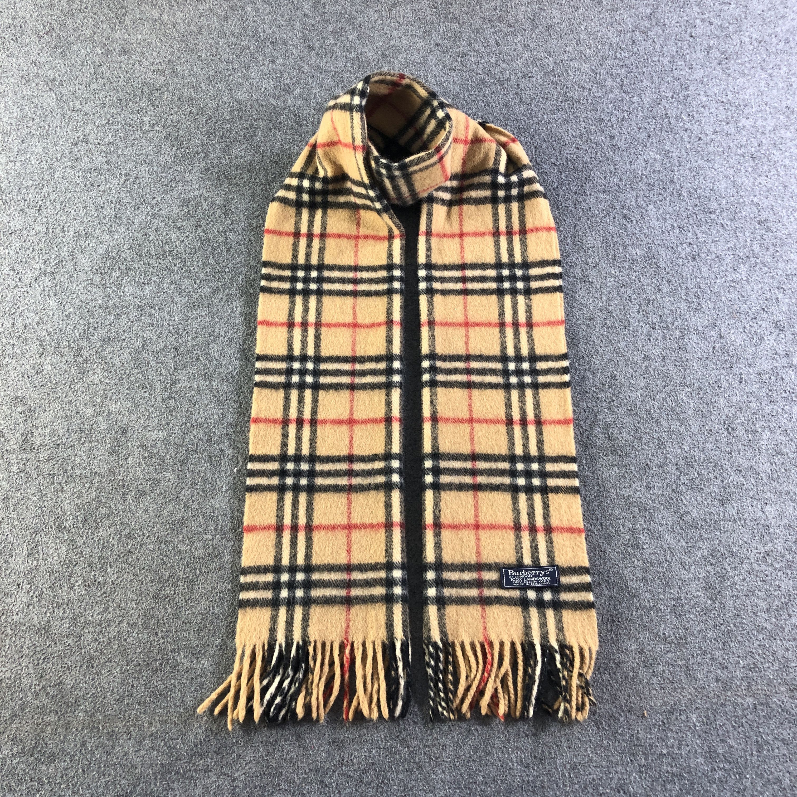 Burberry Burberrys Nova Check Tan Wool Scarf Muffler V2703 Size ONE SIZE - 1 Thumbnail