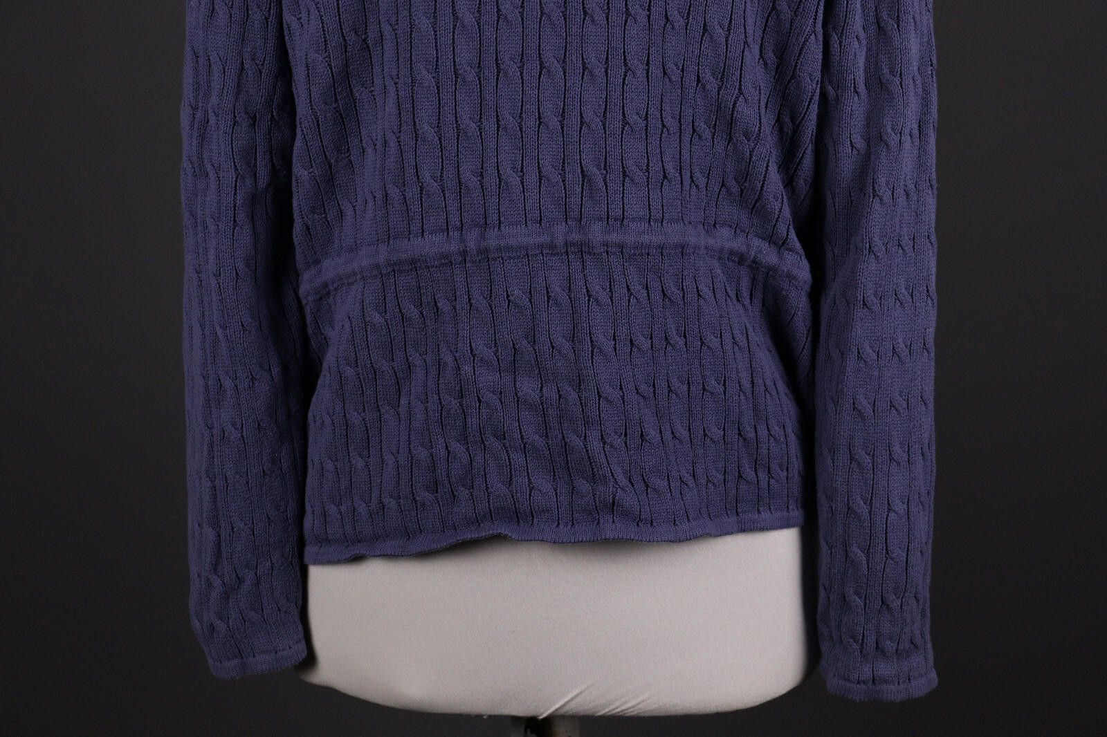 Designer Gudrun Sjoden Blue Belted Cable Knit Cardigan Sweater Size L Size L / US 10 / IT 46 - 9 Thumbnail