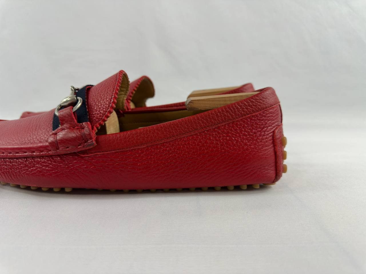 Gucci Gucci Red Leather Web Detail Horsebit Loafers Size US 10 / EU 43 - 9 Thumbnail