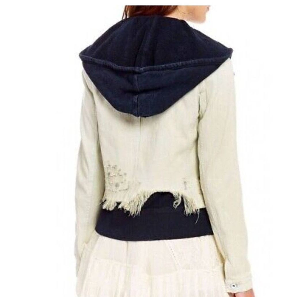 Free People New Free People Double Weave Denim Jacket $148 SMALL White Size S / US 4 / IT 40 - 3 Thumbnail