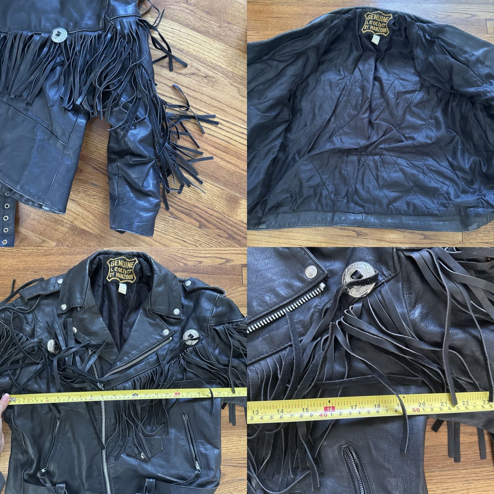 Vintage Manzoor Leather Thinsulate Fringe Motorcycle Jacket Size 46 Size US S / EU 44-46 / 1 - 9 Thumbnail