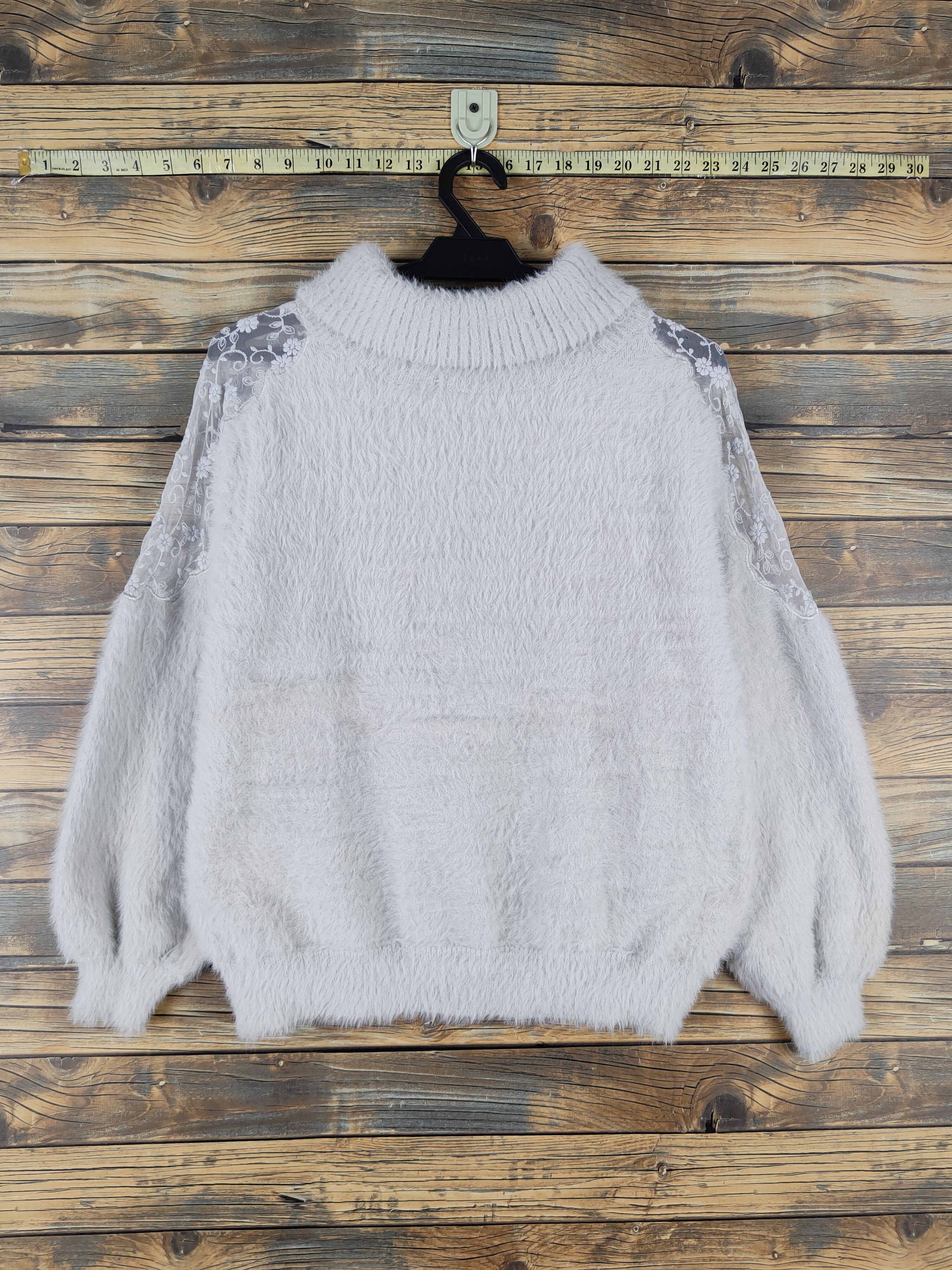 Japanese Brand Ingni Light Gray Shag Shaggy Fur Mohair Knitwear #W2148 Size M / US 6-8 / IT 42-44 - 1 Thumbnail