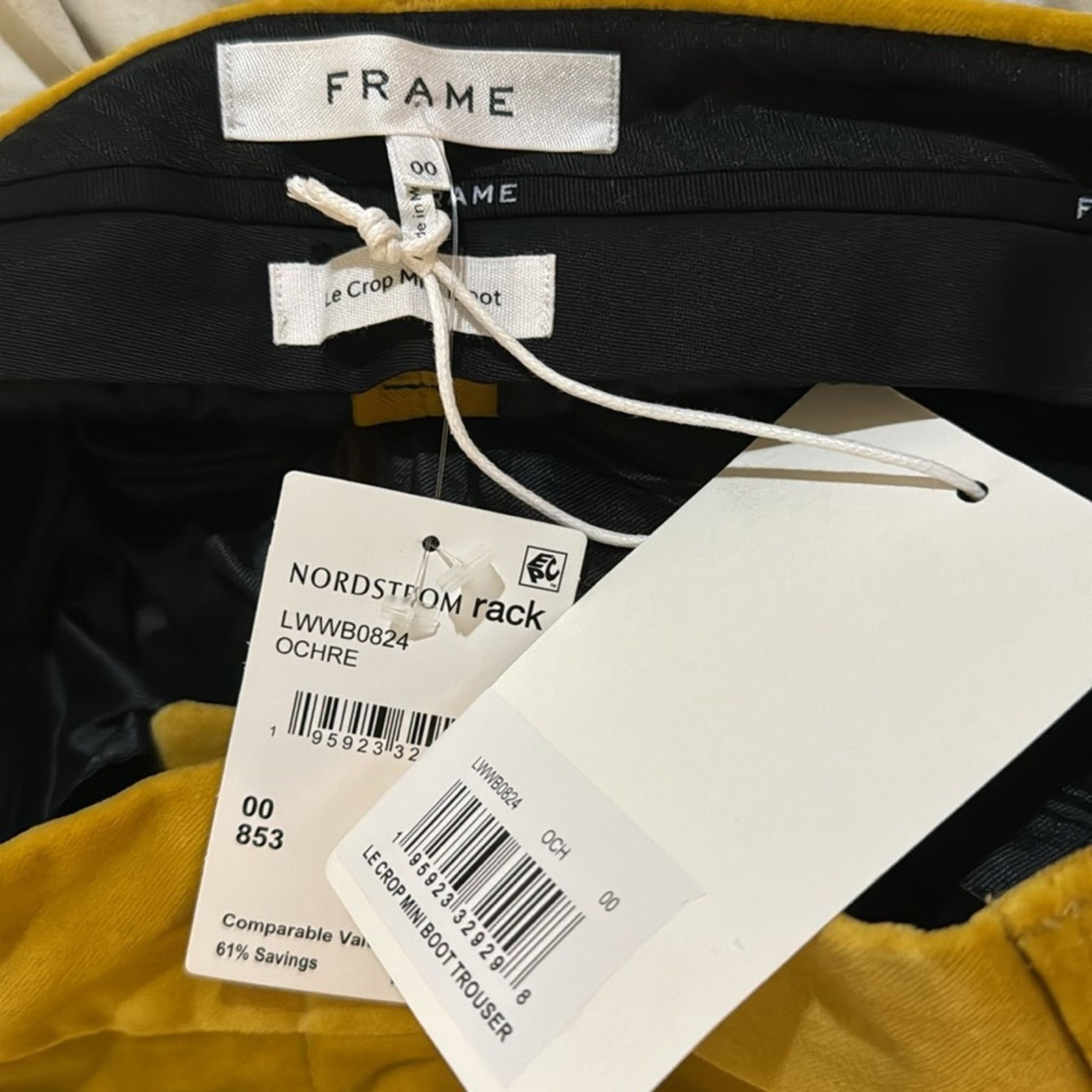 Frame Frame Le Crop Mini Boot Velveteen Trouser - Mustard Size 00 Size 24" / US 00 / IT 34 - 5 Thumbnail