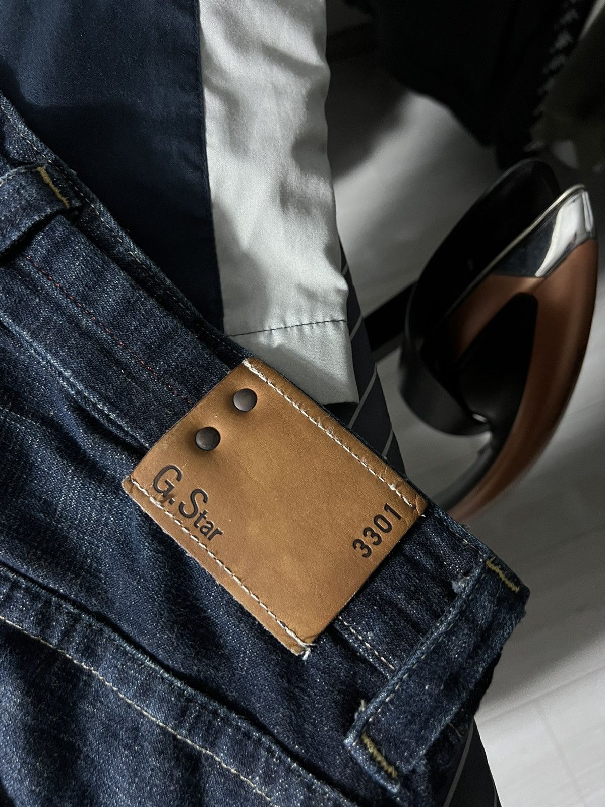 G-Star 👖 G-Star Raw 3301 Vintage Loose Fit Denim Jeans Dark Blue Size US 32 / EU 48 - 11 Thumbnail