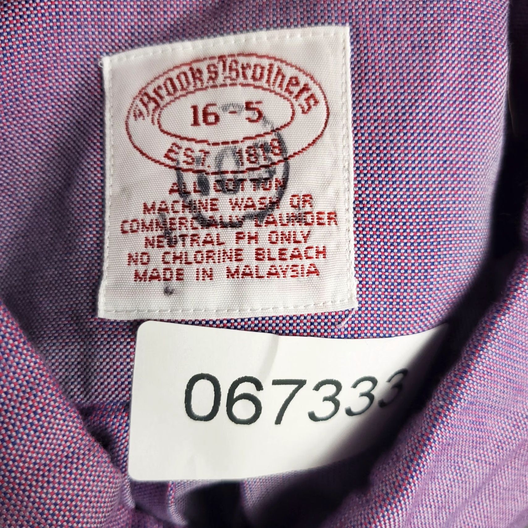 Brooks Brothers Brooks Brothers Shirt Mens 16 Purple Dress Button Up Long Sleeve Plaid Button-Front Casual Workwear Business Formal Classic American Modern Size 42R - 7 Thumbnail
