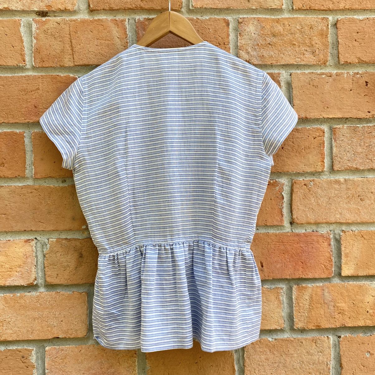 Givenchy Givenchy Blue Striped Peplum Button-Down Top Size S / US 4 / IT 40 - 4 Thumbnail