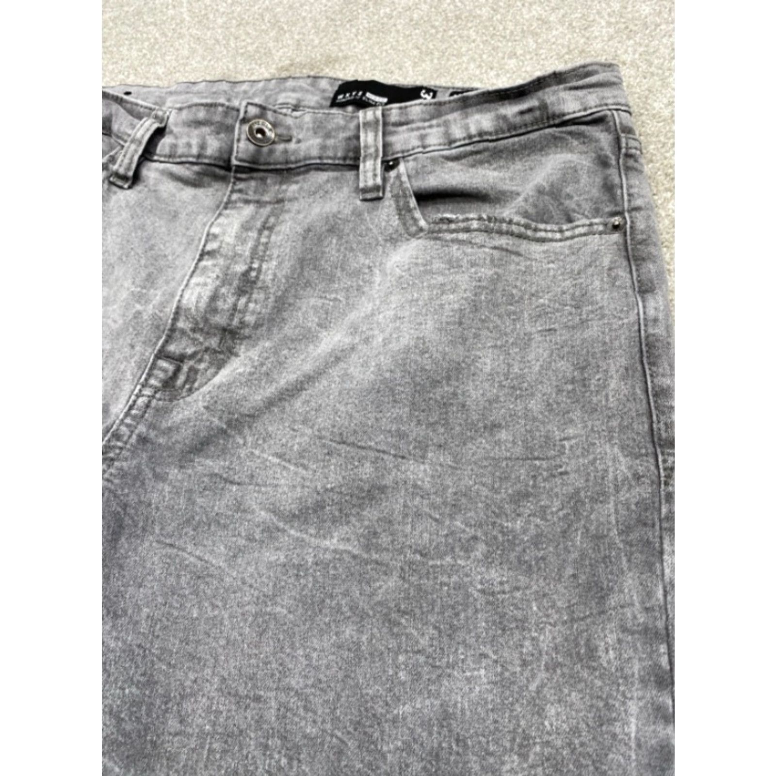 Nomad WXYZ Nomad Jeans Men's 34x32 Gray Denim Slim Fit Straight Leg Distressed Stretch Jeans Mens 34 Gray 5-Pocket Design 90s Style Mens Size US 34 / EU 50 - 5 Thumbnail