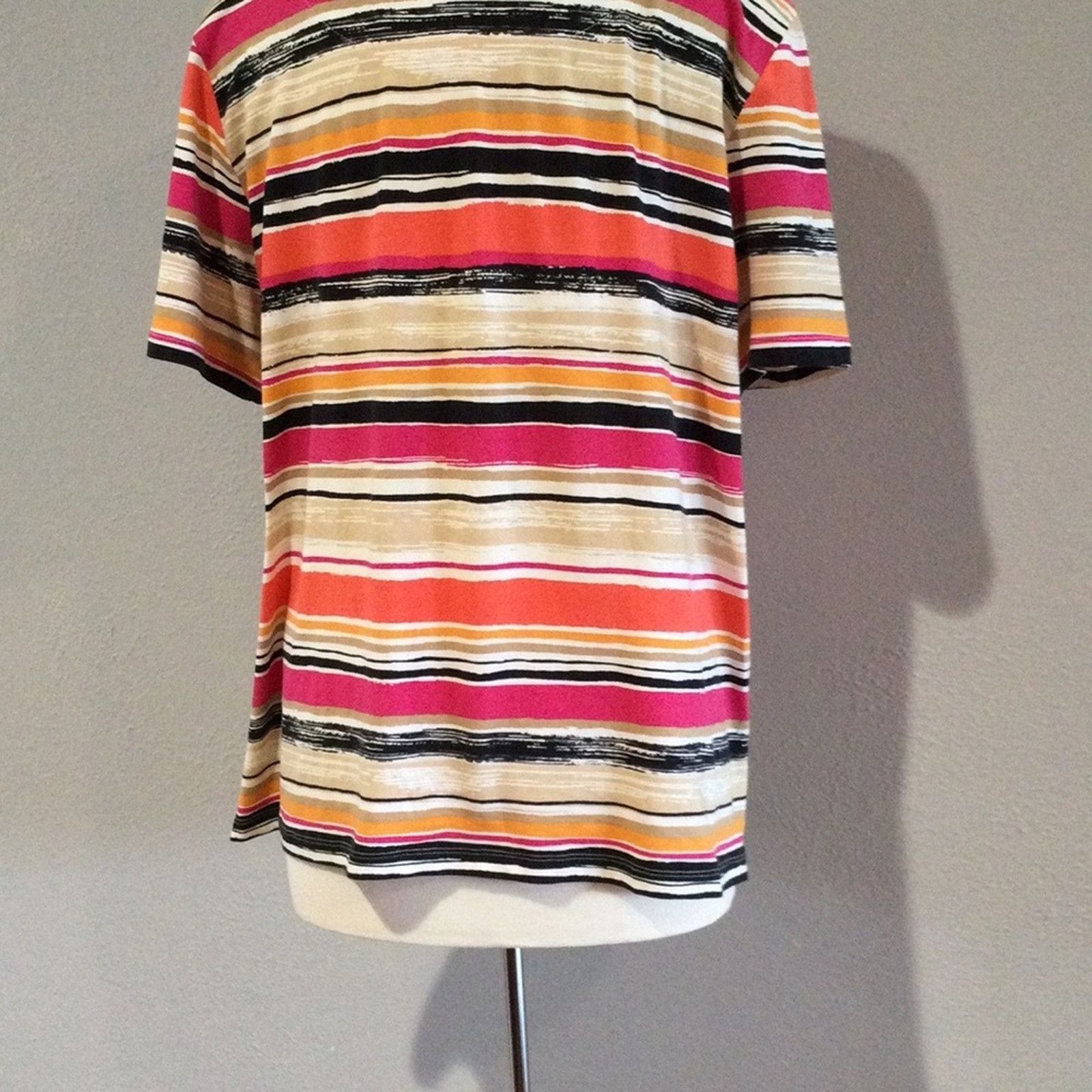 Other Alfred Dunner Multicolor Stripe Stud Trim T-Shirt Size XL Size XL / US 12-14 / IT 48-50 - 10 Thumbnail