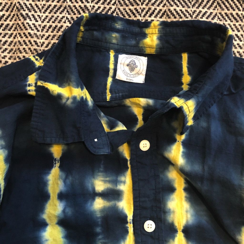 18 East Bangs Button Up Overshirt - Navy/Sunshine Tie Dye Stripe Size US L / EU 52-54 / 3 - 7 Thumbnail