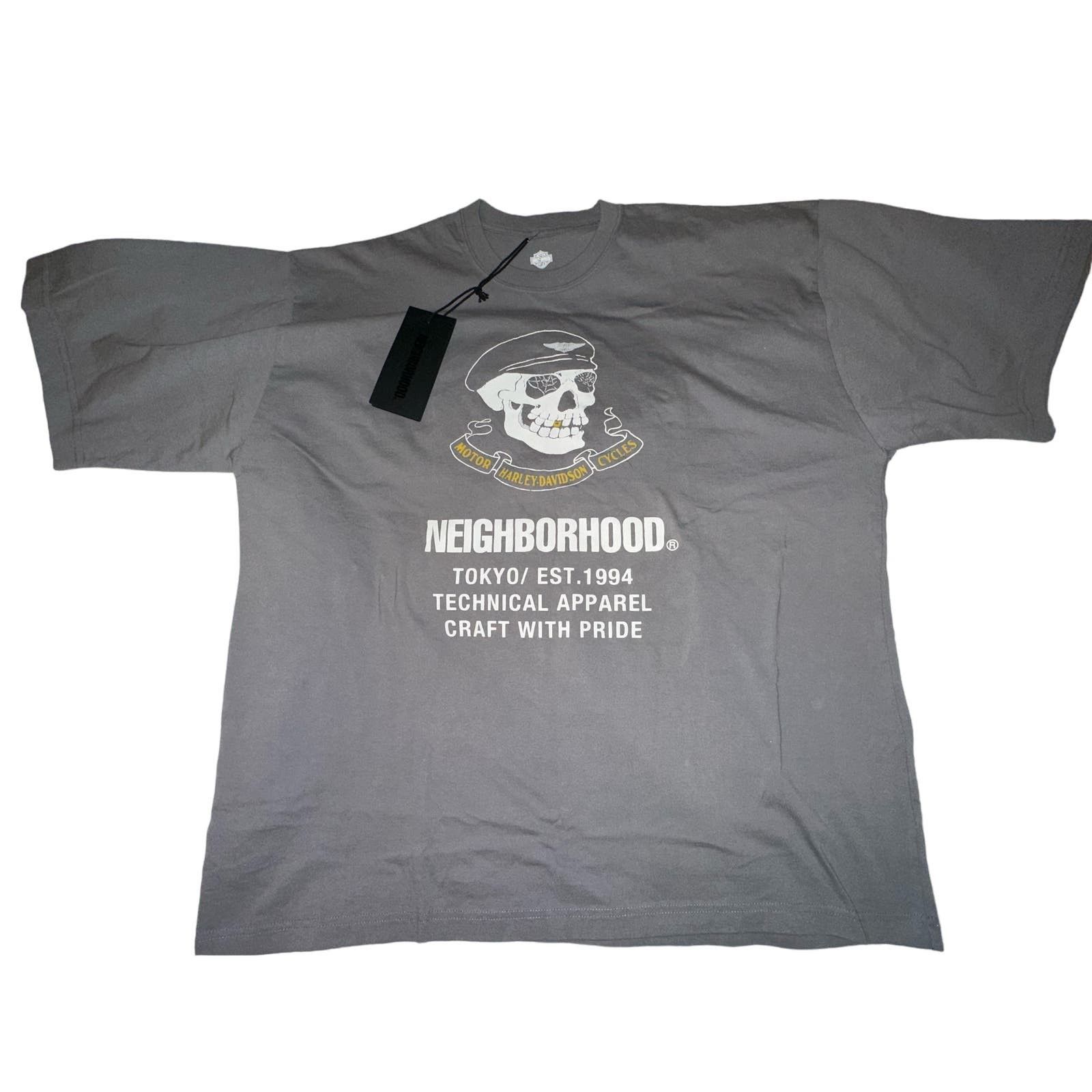 image of Neighborhood X Harley Davidson Cracked Print Shirt Exclusive in Grey, Men's (Size 2XL)