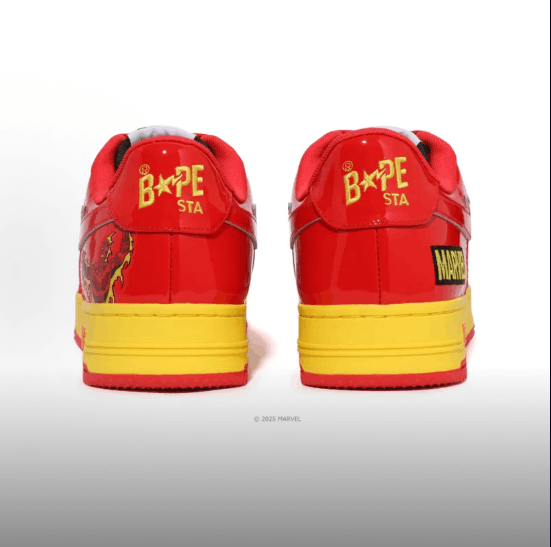 Bape × Marvel Comics BAPE × Fantastic Four Patent Leather Low-Top Casual Sneakers Size US 10 / EU 43 - 4 Thumbnail