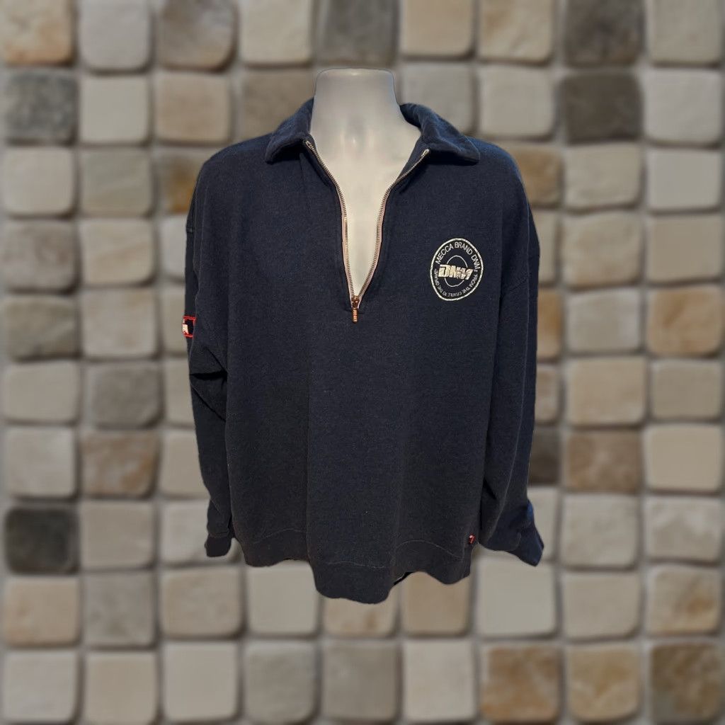 Vintage VINTAGE Mecca Pullover 1/4 Zip DNM 3/4 Zip Navy Blue Men XL Street Hip Hop Rap Casual Shirt Size US XL / EU 56 / 4 - 1 Thumbnail