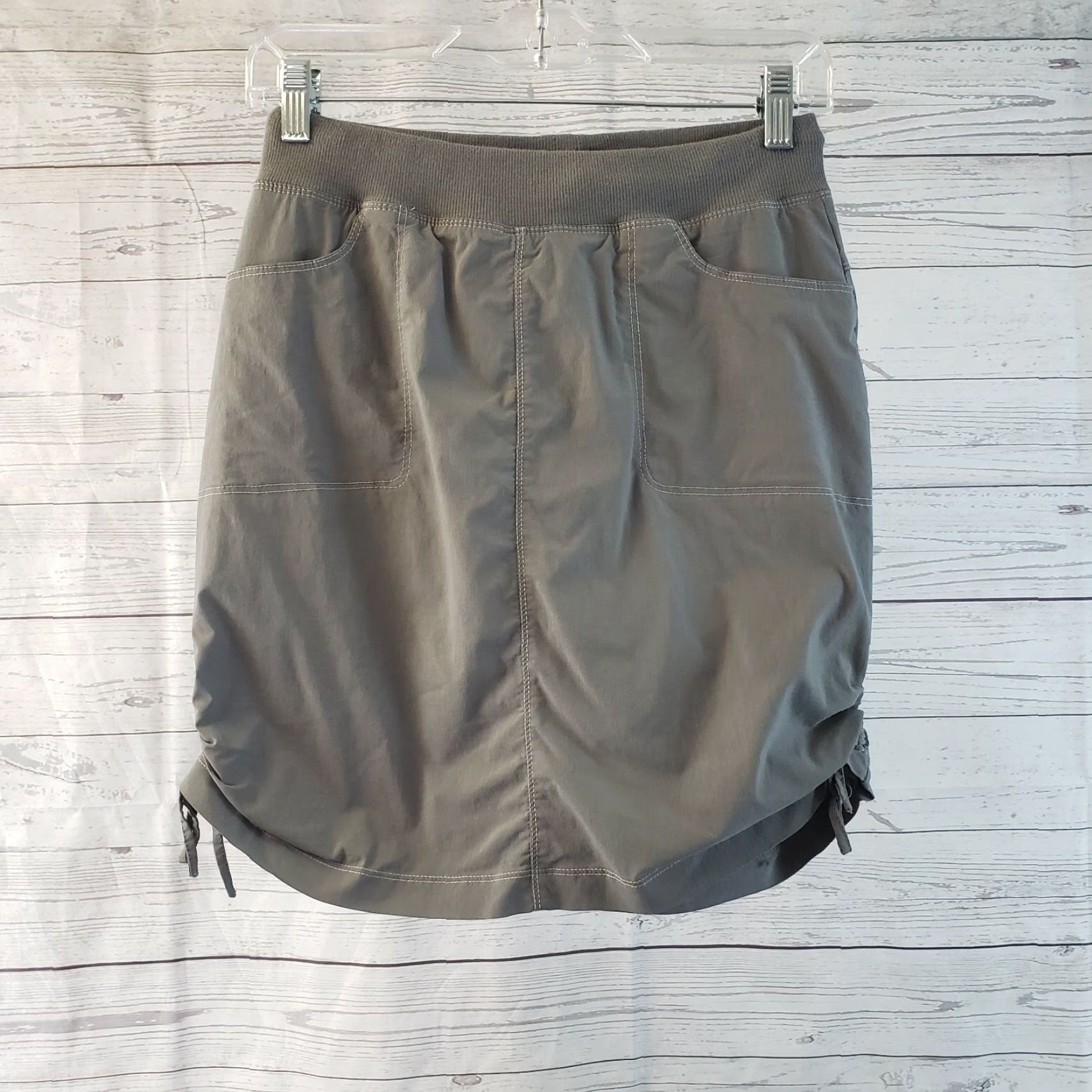 Vintage Sahalie Womens Skort XS Solid Gray Cinched Sides Pockets Skirt Short Casual Size 26" / US 2 / IT 38 - 2 Thumbnail