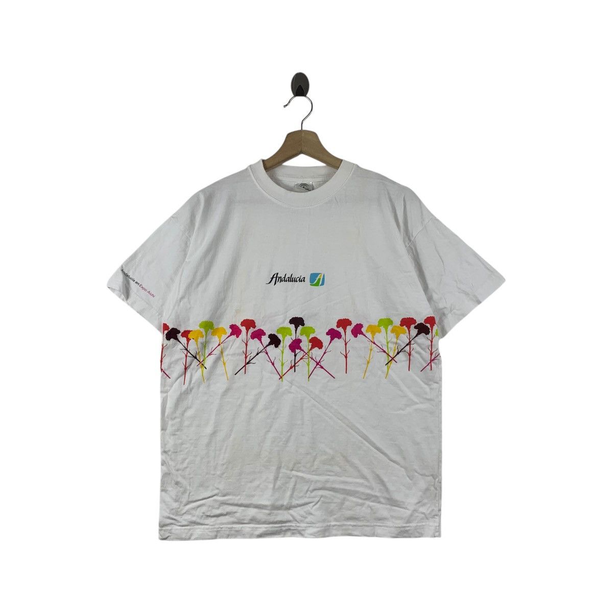 Vintage Vintage ANDALUCIA SPAIN CULTURE Floral Illustration Tee Size L / US 10 / IT 46 - 1 Thumbnail