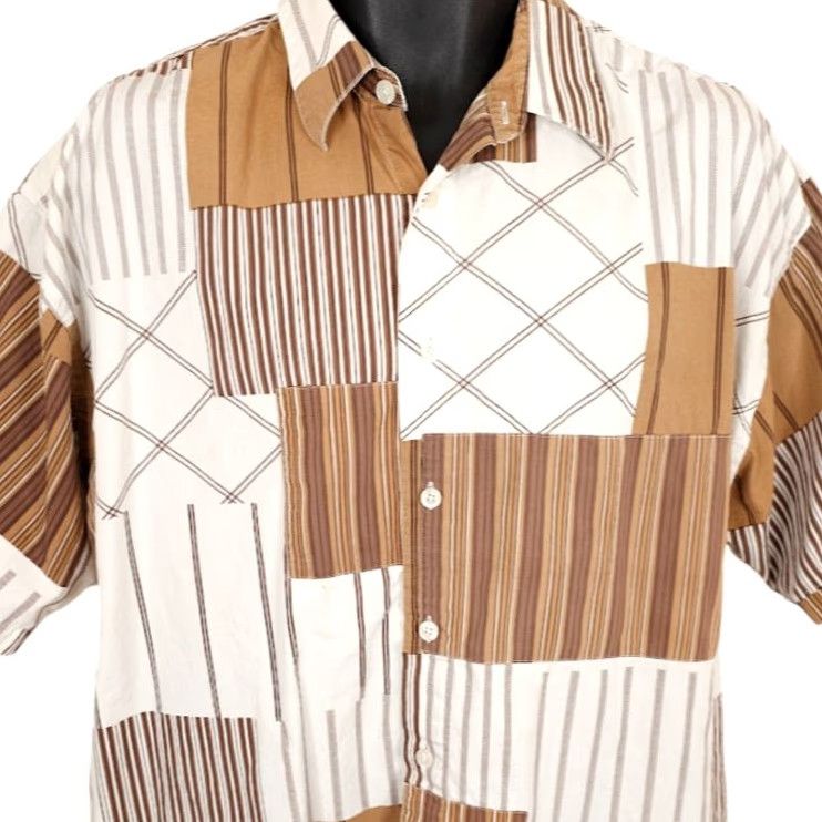Vintage Koman Jeans Shirt Mens Size Large Brown Geometric Abstract Streetwear Shirt Size US L / EU 52-54 / 3 - 2 Thumbnail