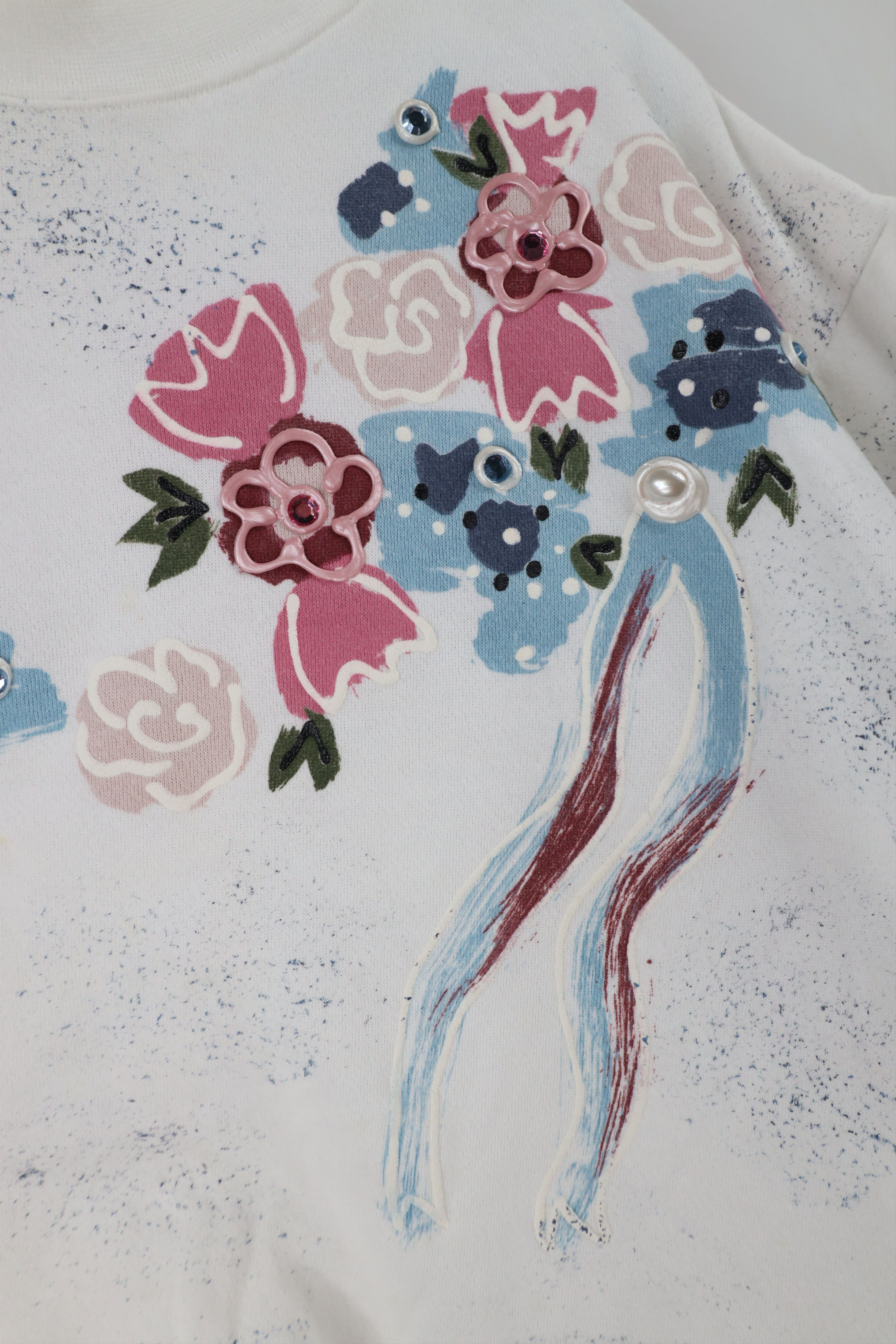 Vintage Vintage 90s Streetwear Flower Puff Paint Sweatshirt USA Size ONE SIZE - 5 Thumbnail