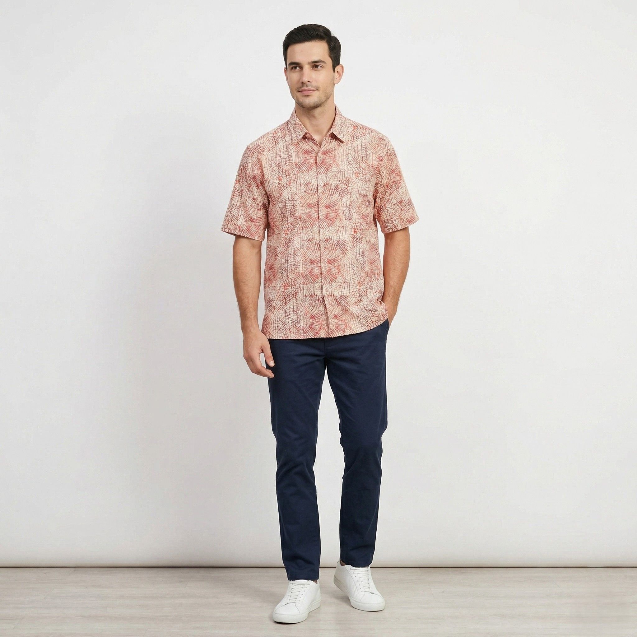 Timberland Timberland Men L Casual Shirt Orange Printed 8409 Size US L / EU 52-54 / 3 - 1 Thumbnail