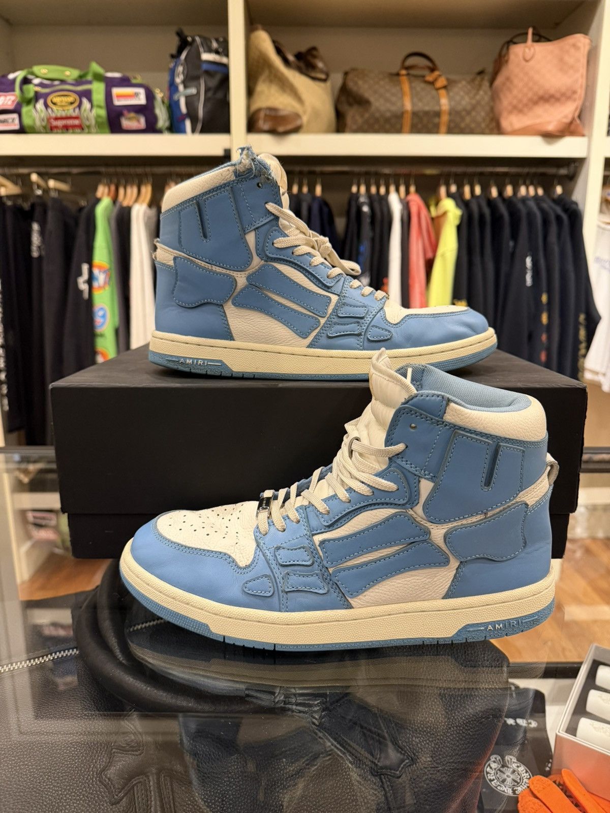 Amiri Amiri Skel High Top - White/Blue Size US 10 / EU 43 - 1 Thumbnail