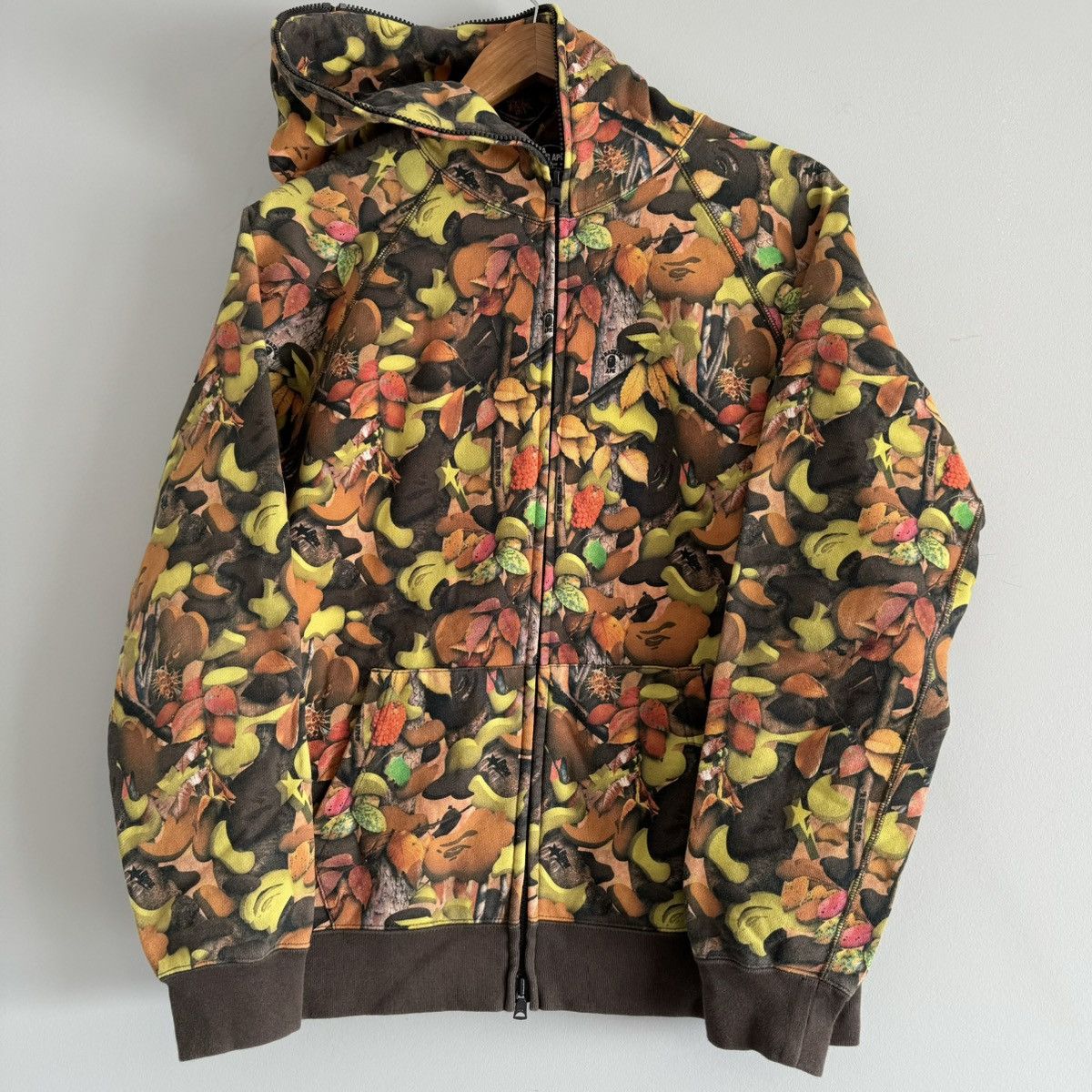 image of Og Bapexclusive Village Camo Realtree Autumn Zip Up Hoodie in Orange Yellow, Men's (Size Medium)