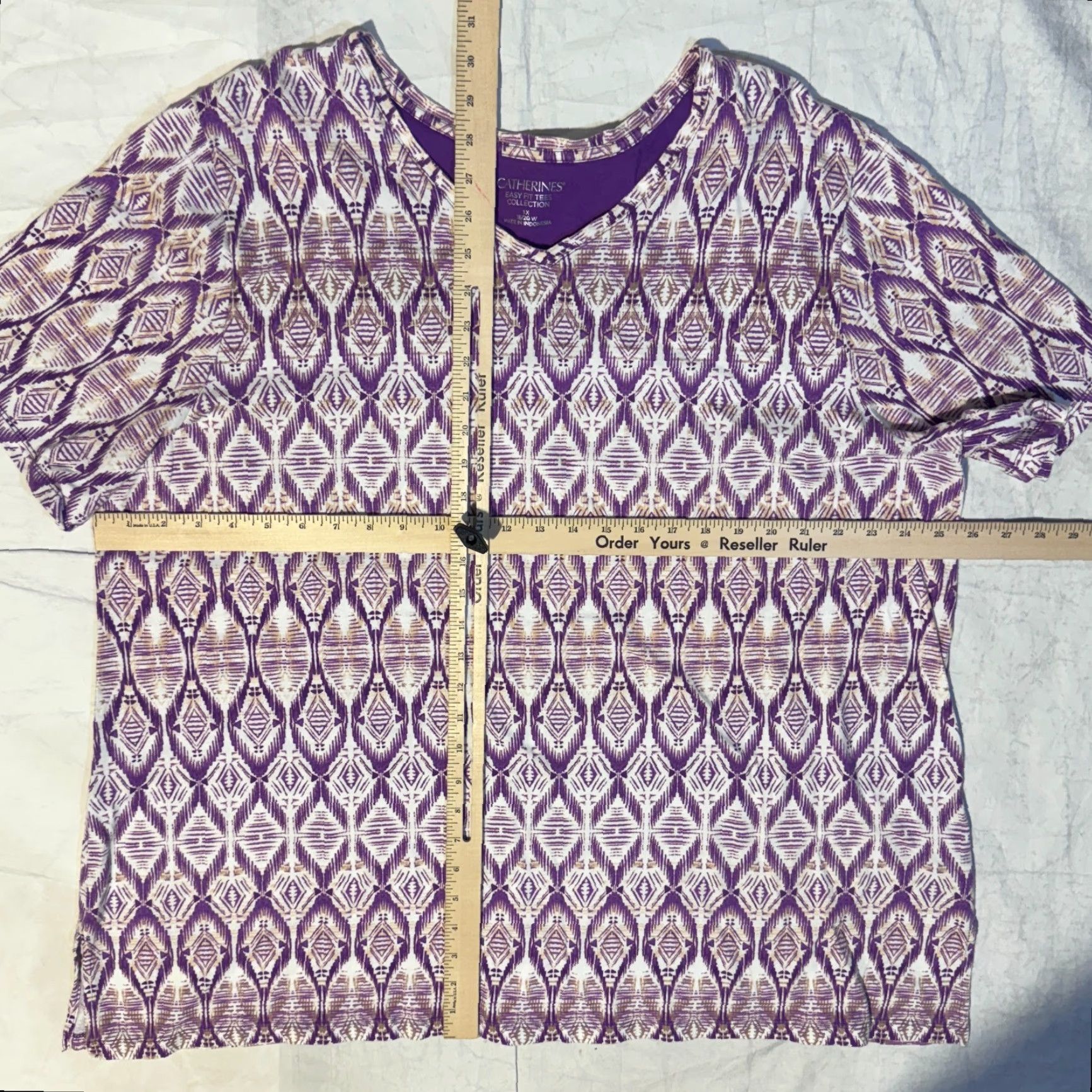 Vintage Catherines T-Shirt Shirt 1X Purple Paisley Logo Short Sleeve Crew Neck Casual All Seasons Regular Women Size XL / US 12-14 / IT 48-50 - 3 Thumbnail