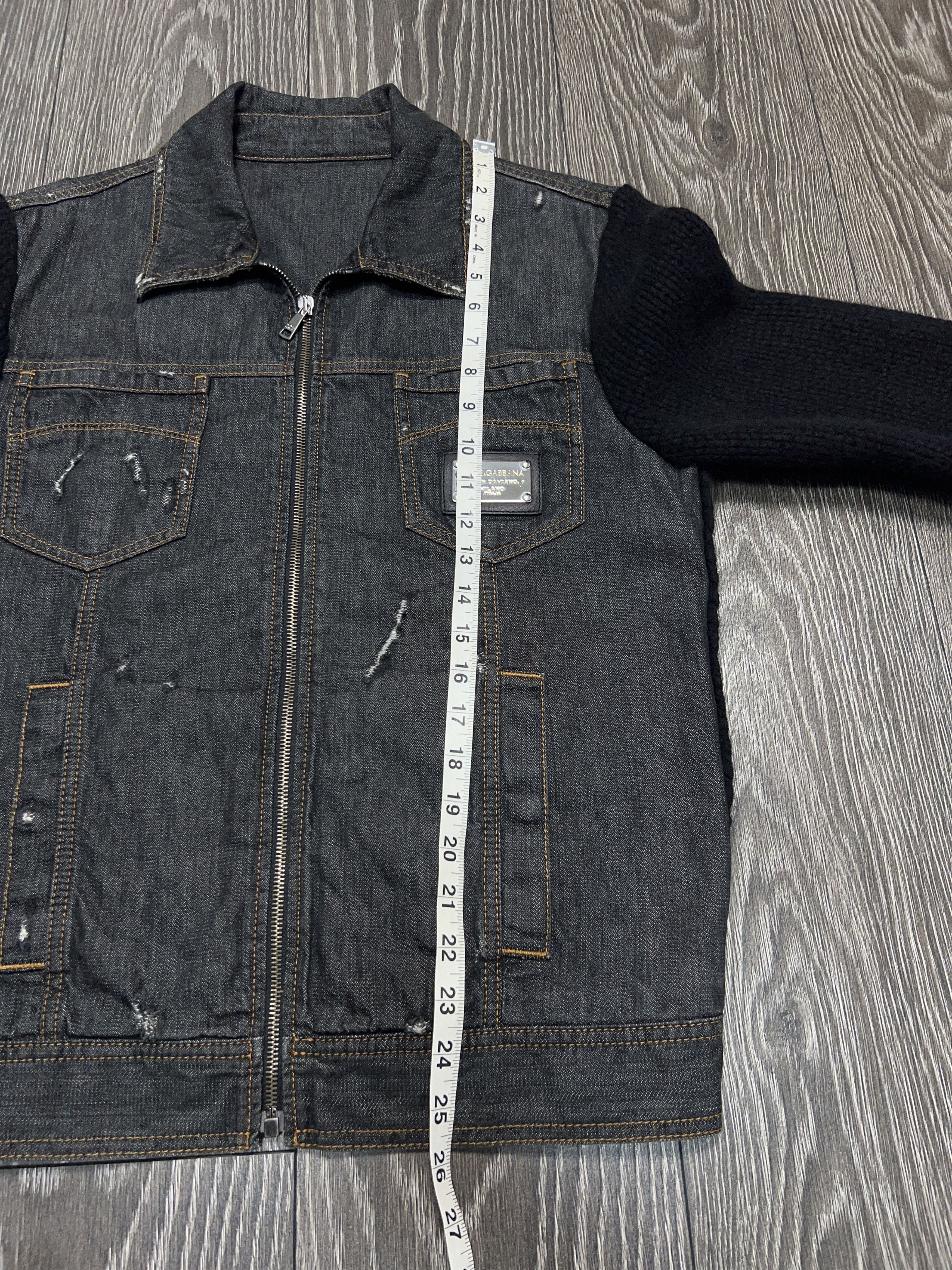 Dolce & Gabbana Mens Distressed Wool Denim Hybrid Jacket Bomber Size US L / EU 52-54 / 3 - 8 Thumbnail