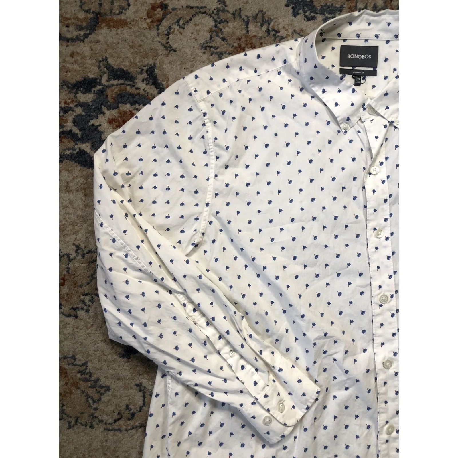 Bonobos Bonobos Shirt Mens 3XL White Floral Print Button-Down Long Sleeve Casual Size US XXL / EU 58 / 5 - 3 Thumbnail
