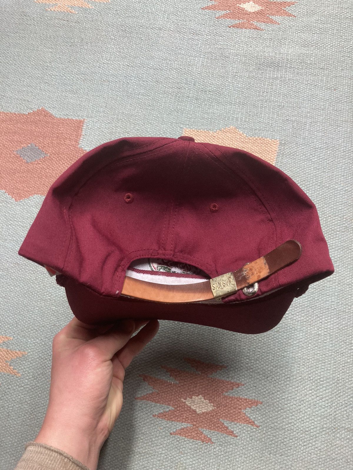 Vintage Vtg strapback hat Mega Sel horse vitamin farm animal maroon Size ONE SIZE - 4 Thumbnail