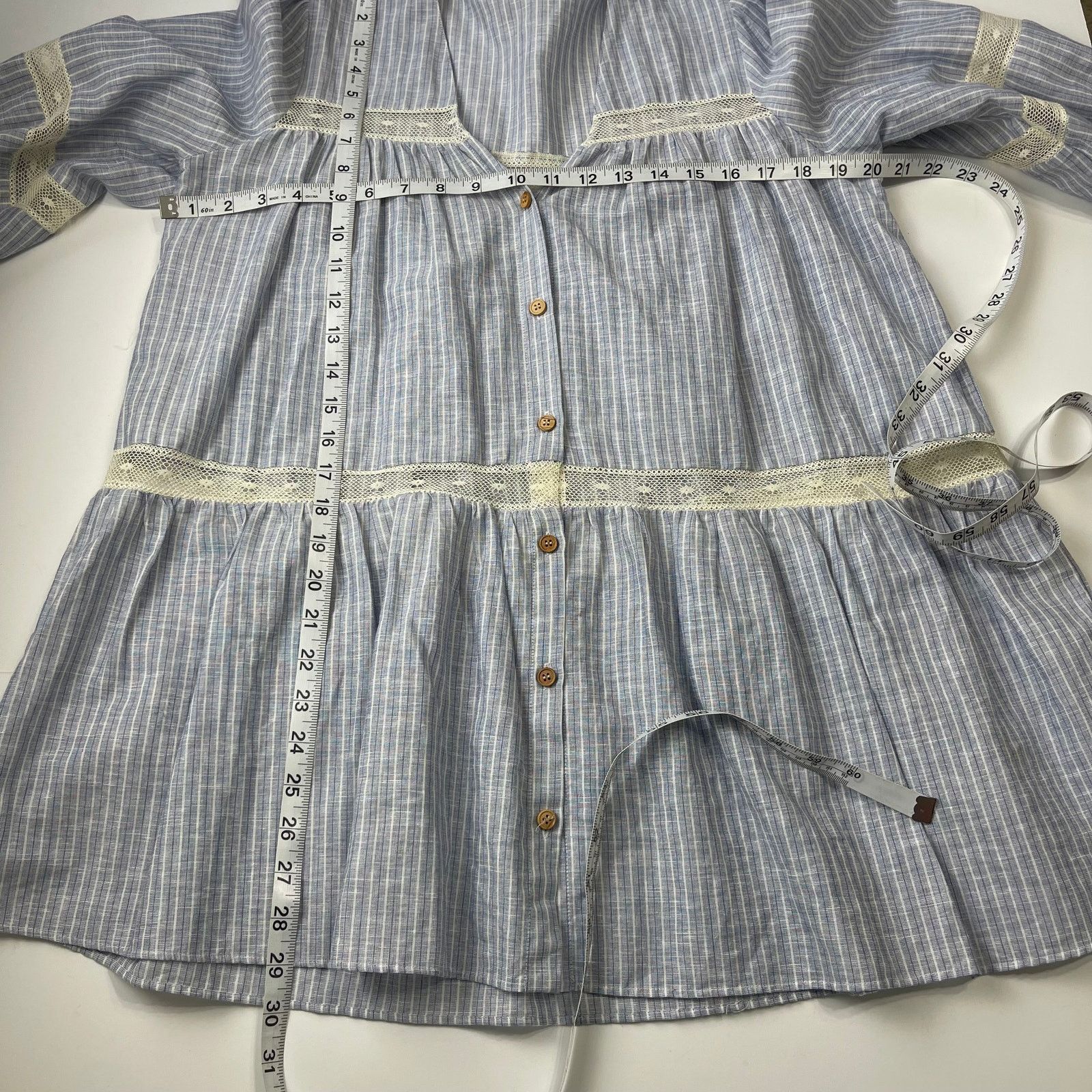 Zara Zara Chambray & Lace Women's Tunic Top, S Size S / US 4 / IT 40 - 7 Thumbnail