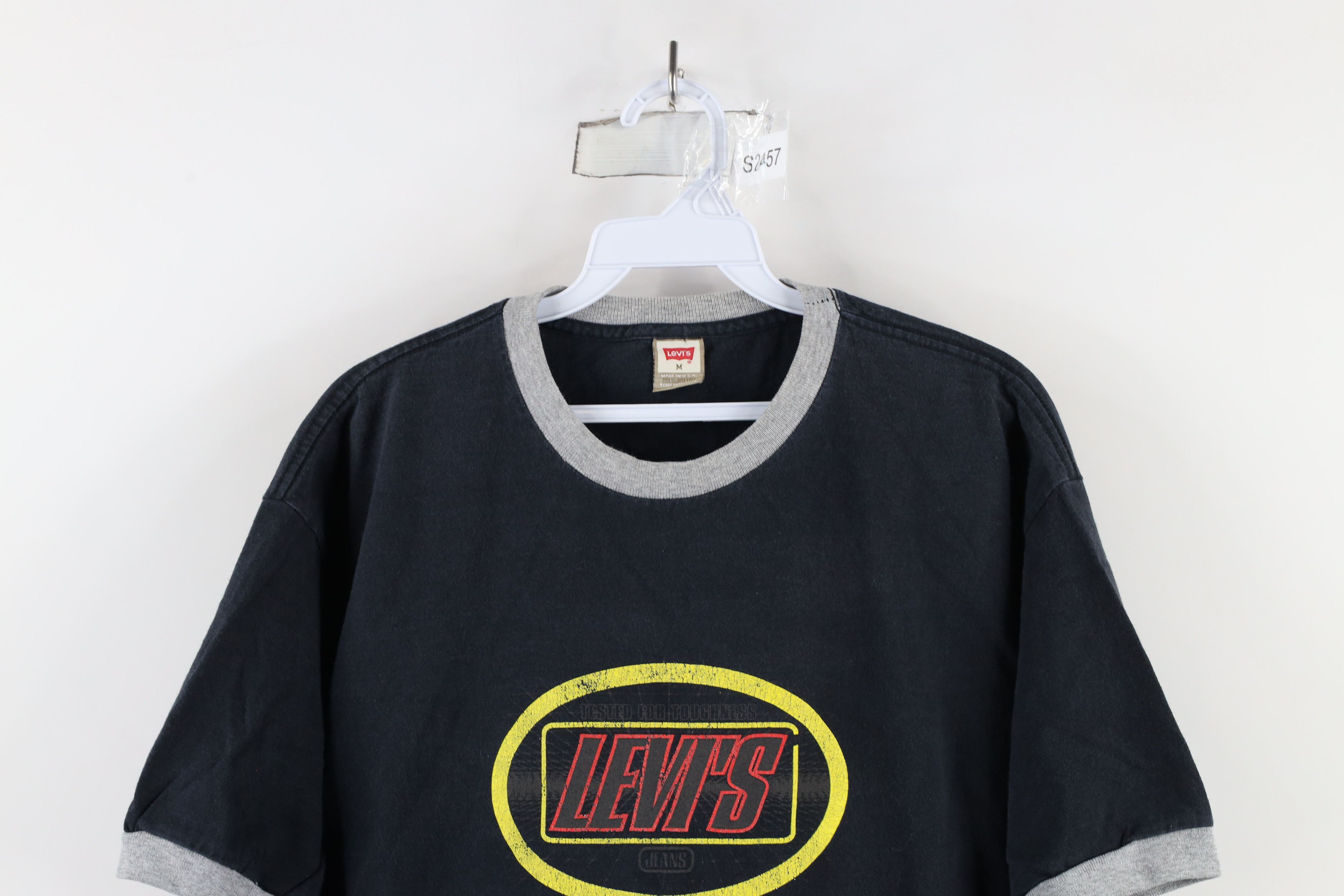Levi's × Vintage Vintage 90s Levis Spell Reflective Logo Ringer T-Shirt USA Size US M / EU 48-50 / 2 - 2 Thumbnail