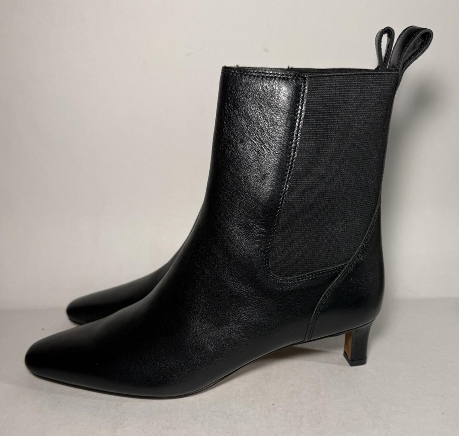 Madewell MADEWELL Dimes Chelsea Leather Boot Kitten Heel NX443 Black Size US 8.5 / IT 38.5 - 3 Thumbnail