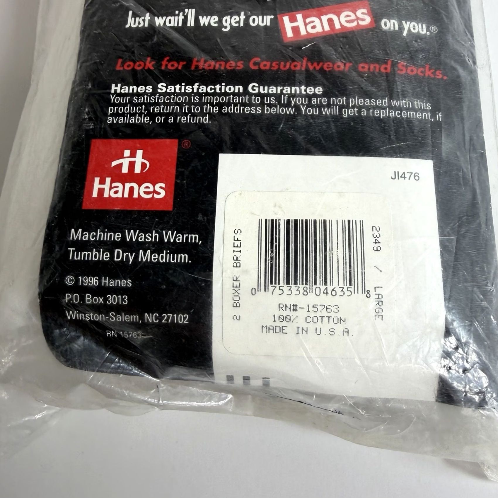 Hanes VINTAGE Hanes Men Boxer Briefs Underwear 2 Pack L White Cotton Large MensREAD Size 42R - 5 Thumbnail