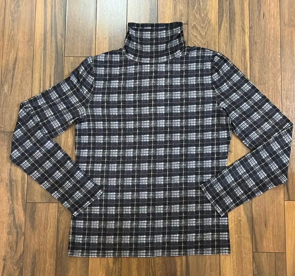 Vince VINCE Plaid Printed Long Sleeve Turtleneck Shirt Size M / US 6-8 / IT 42-44 - 4 Thumbnail