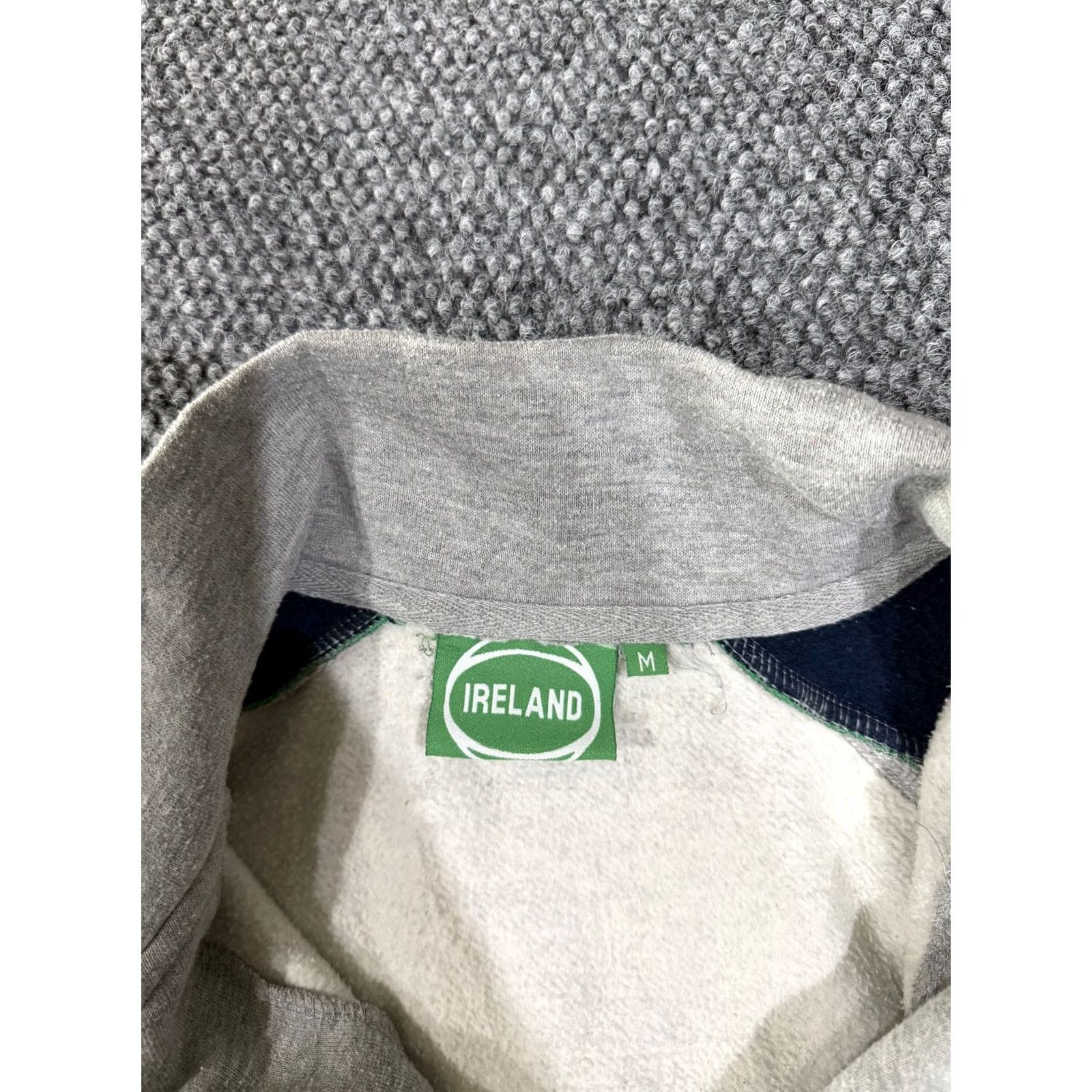 Vintage Ireland Quarter Zip Sweatshirt Mens M Gray Green Shamrock Fleece Pullover Zip Mock Neck Logo Size US M / EU 48-50 / 2 - 4 Thumbnail