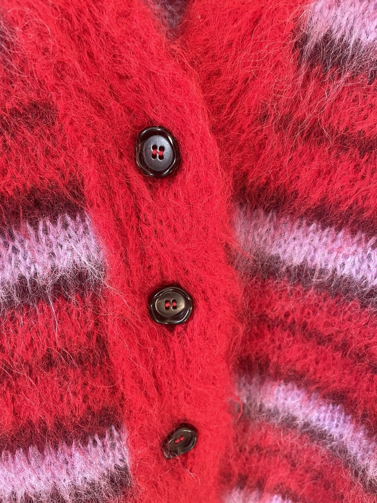 Marni Marni Fuzzy Wuzzy Mohair Cardigan Sweater Red Stripe Size XS / US 0-2 / IT 36-38 - 3 Thumbnail