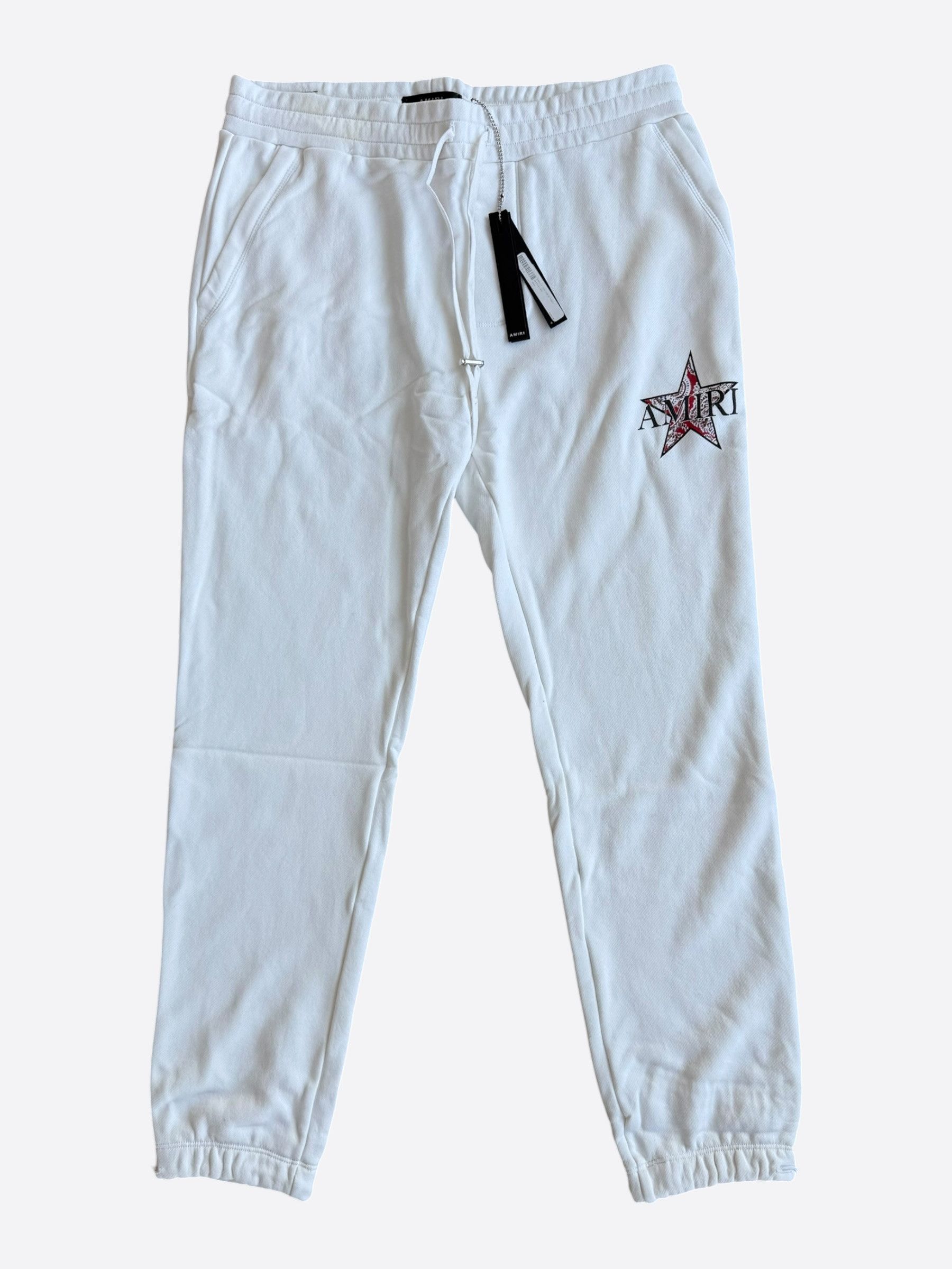 Amiri Amiri White & Red Paisley Star Logo Sweatpants Size US 32 / EU 48 - 1 Thumbnail