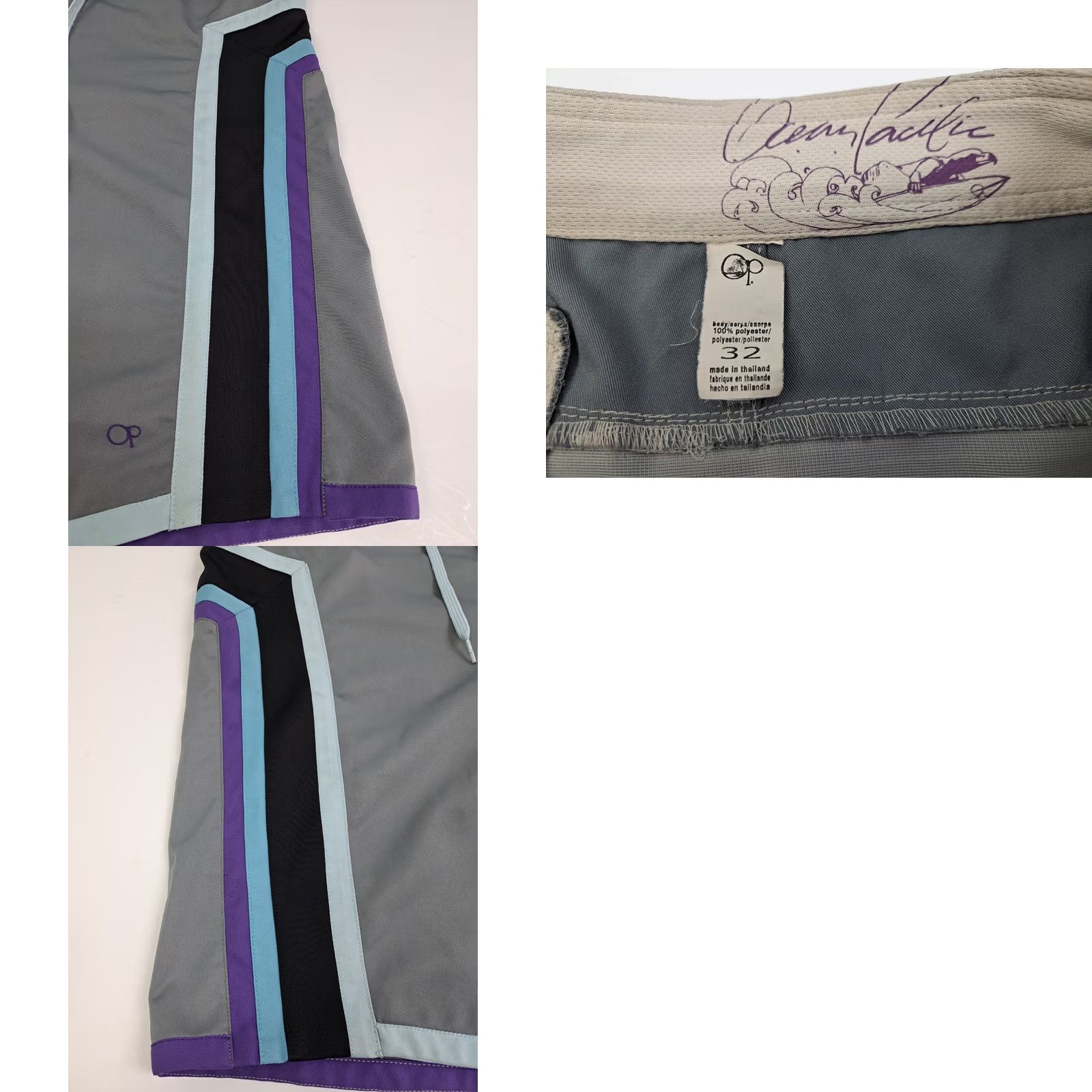 Ocean Pacific Ocean Pacific Board Shorts Mens Size 32 Striped Multicolor 70s 80s Lifeguard Surfing Back Pocket Zip Drawstring Size US 32 / EU 48 - 8 Thumbnail
