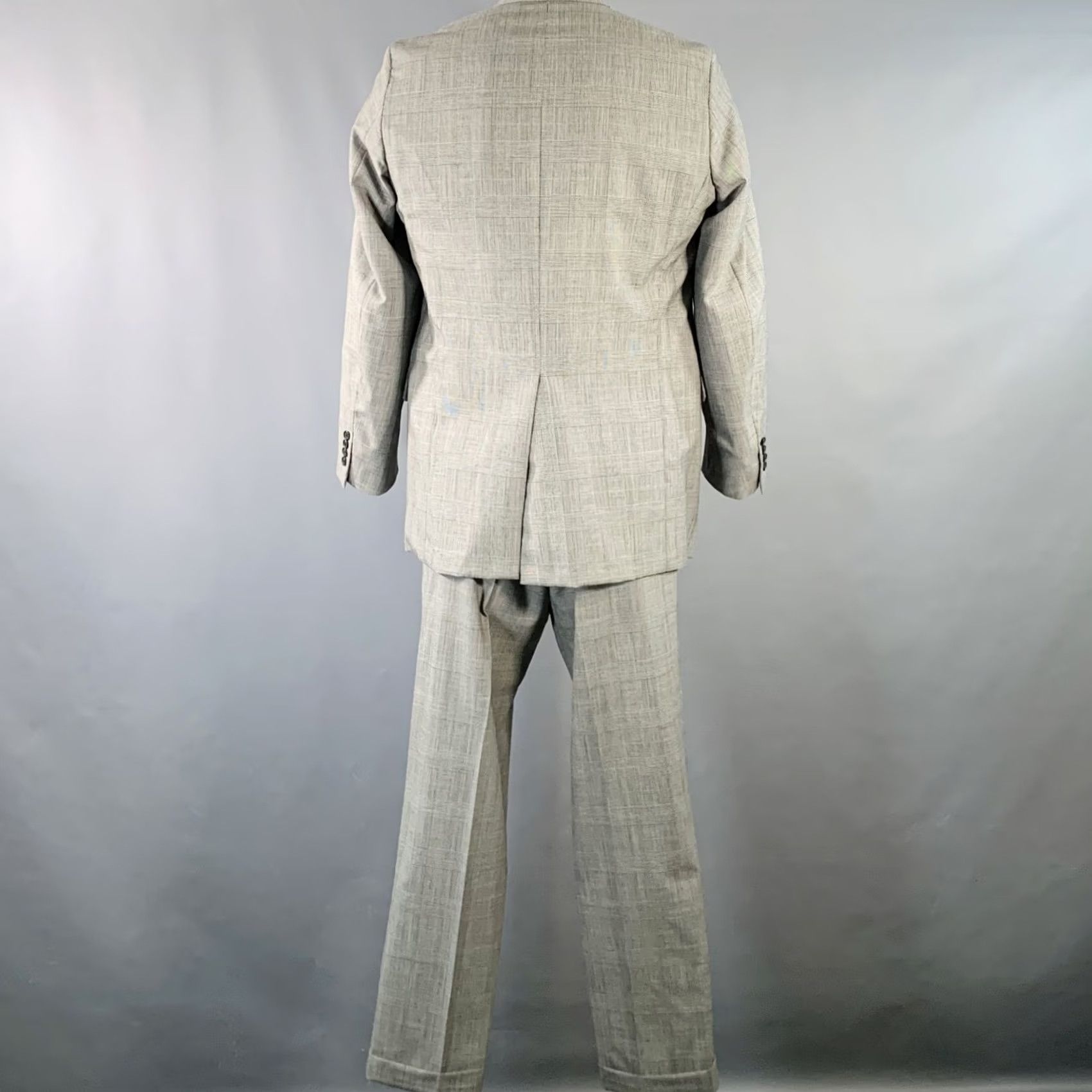 Vintage O'CONNELL'S Size 42 Long Black White Plaid Wool Notch Lapel Suit Mens Jacket Pants Black White Houndstooth Wool Notch Lapel 42L 36 Waist Inseam 31 Size 42R - 4 Thumbnail