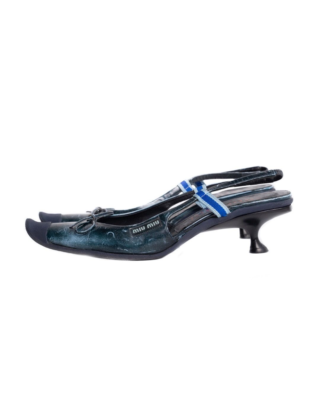 Miu Miu Miu Miu S/S2000 Leather Mules in Blue Size US 7 / IT 37 - 3 Thumbnail