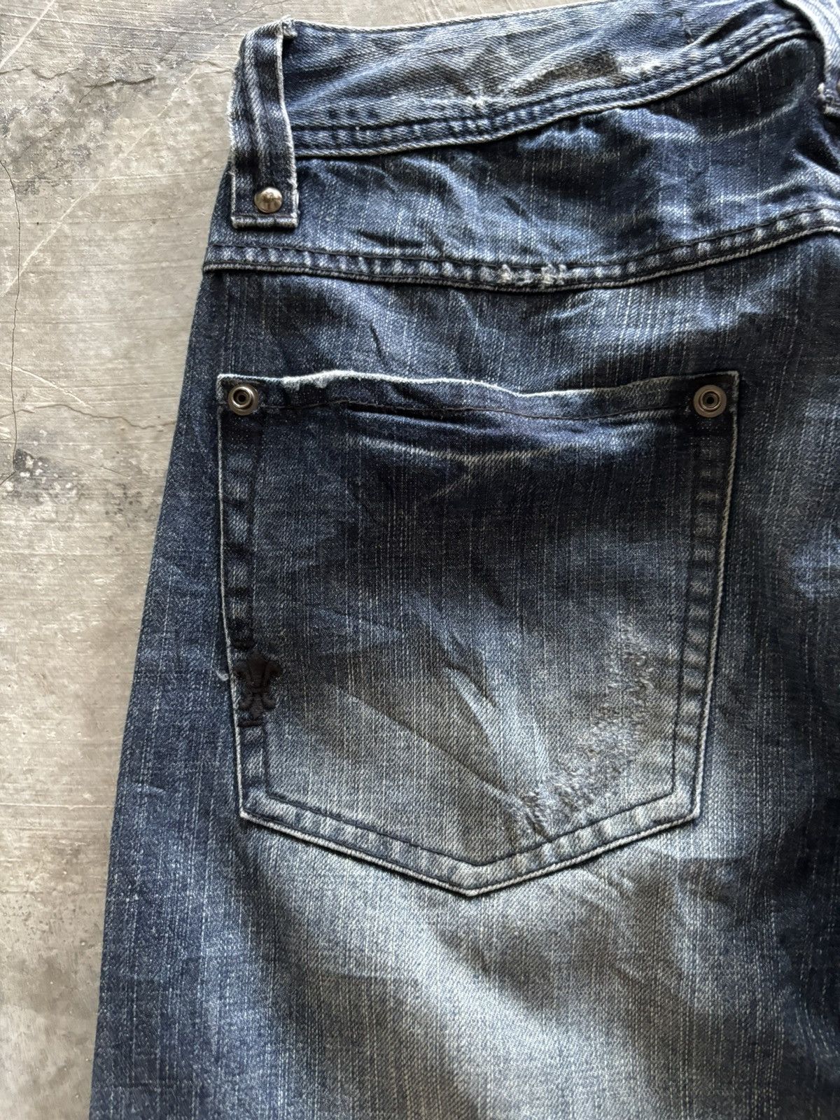 Cook Jeans × Hysteric Glamour × Japanese Brand COOK JEANS CURVE STACK JEANS DISTRESSED JAPANESE PUNK ROCKER Size US 32 / EU 48 - 19 Thumbnail