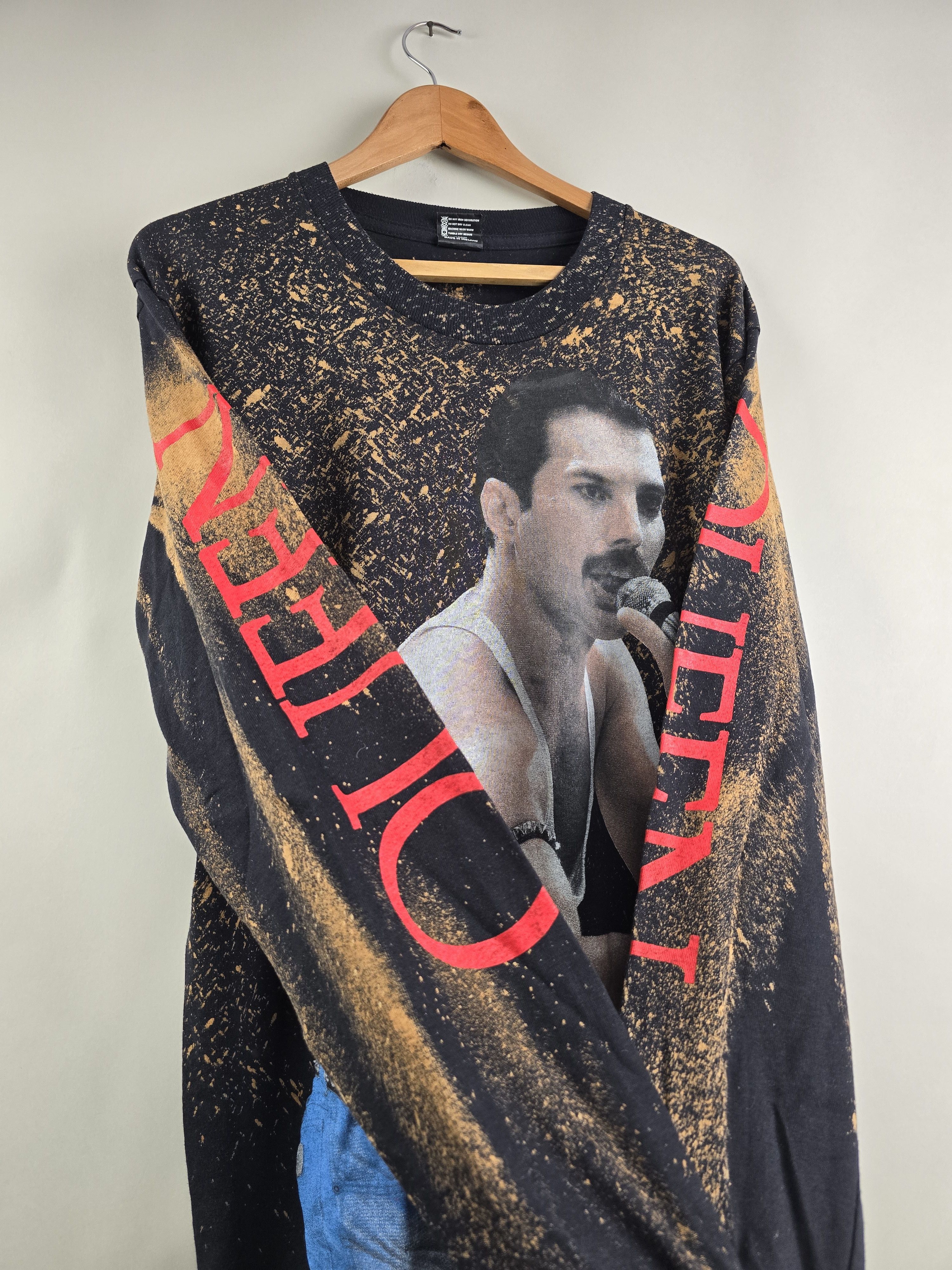 Band Tees × Vintage 90s Queen Freddie Mercury Long Sleeve AOP Size US L / EU 52-54 / 3 - 3 Thumbnail