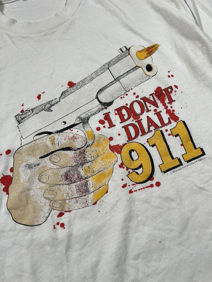 Vintage Vintage 90s I Don’t Dial 911 Gun Tee Size US L / EU 52-54 / 3 - 2 Thumbnail