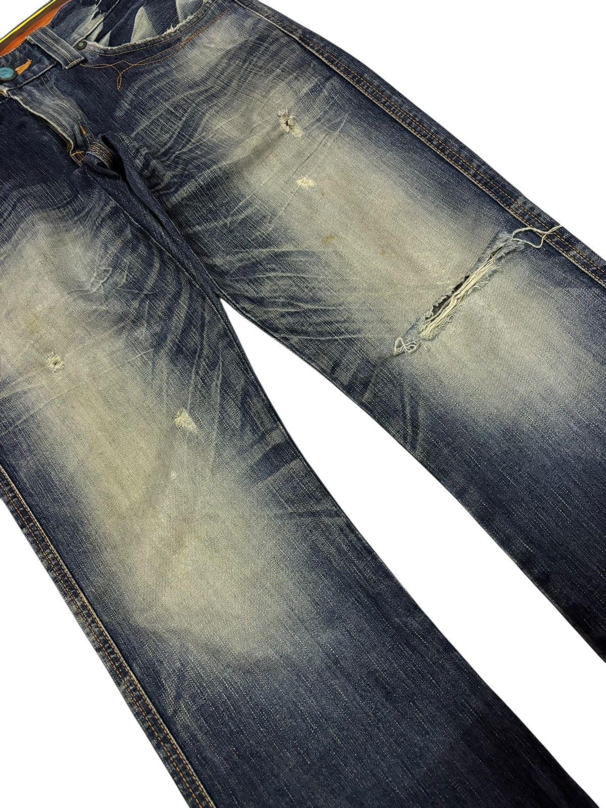 Edwin Vtg Edwin Blue Trip Japan 500 Flared Distressed Jeans Size US 31 - 5 Thumbnail