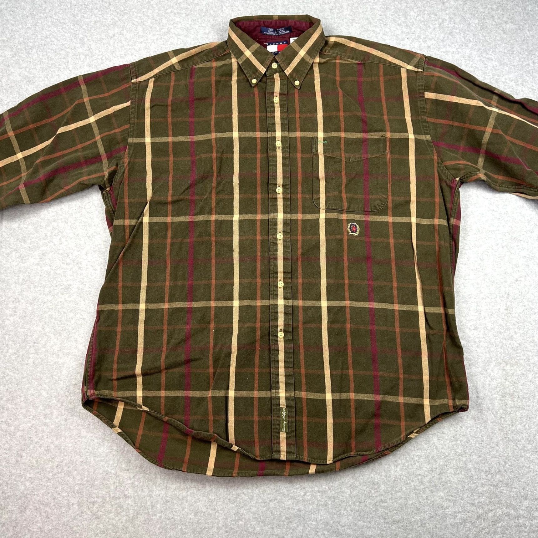 Tommy Hilfiger Tommy Hilfiger Shirt Mens L Green Plaid Button Up Crest Logo Casual Vintage 90s Mens Size US L / EU 52-54 / 3 - 4 Thumbnail