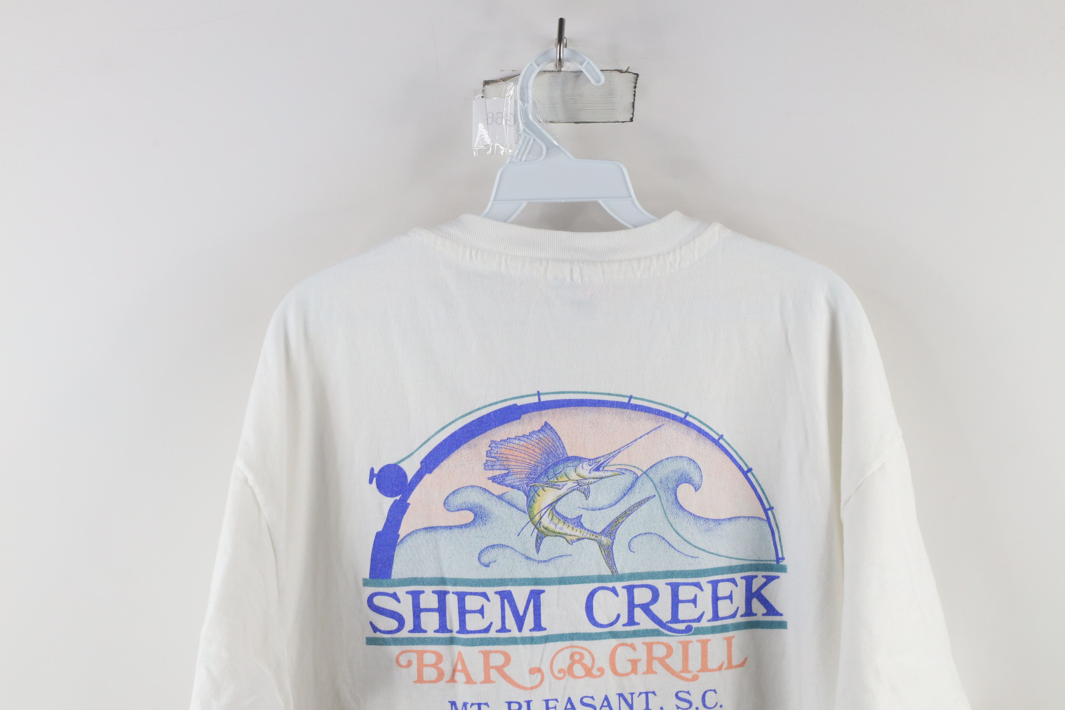 Vintage Vintage 90s Shem Creek Bar & Grill Pocket T-Shirt White USA Size US XL / EU 56 / 4 - 9 Thumbnail